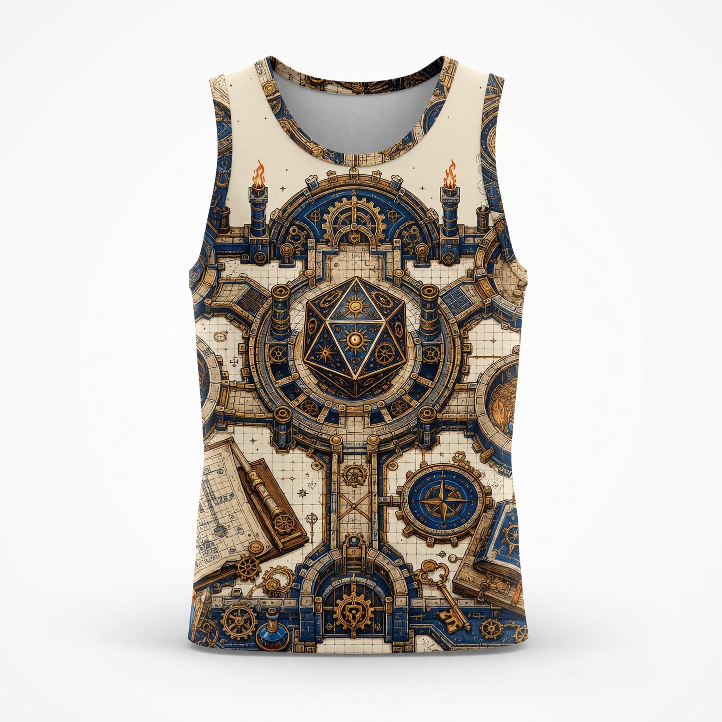 Steampunk Dice Map AOP T-Shirt - Fantasy RPG Tabletop Gear