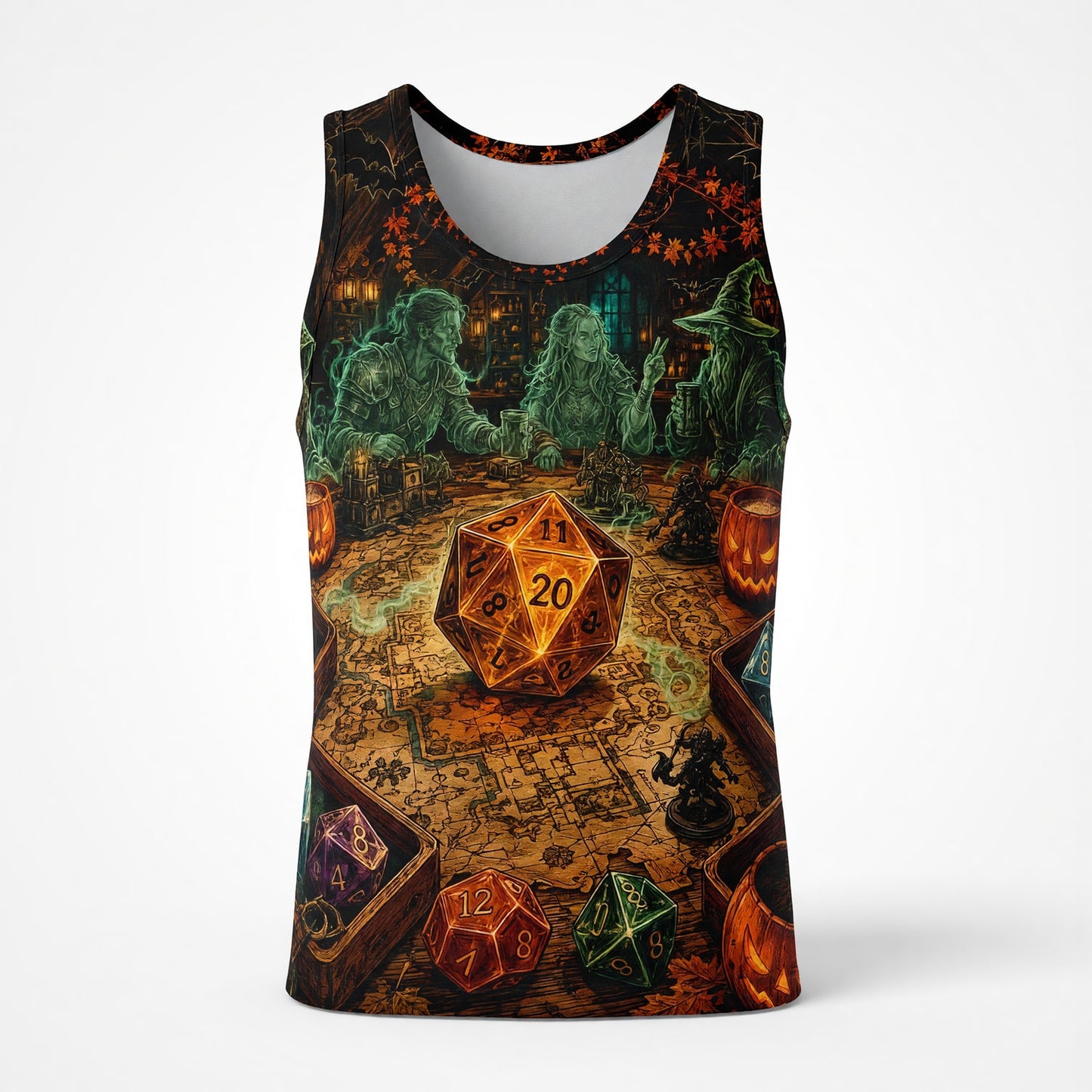 Halloween Tavern AOP T-Shirt - Spooky RPG Dice Streetwear