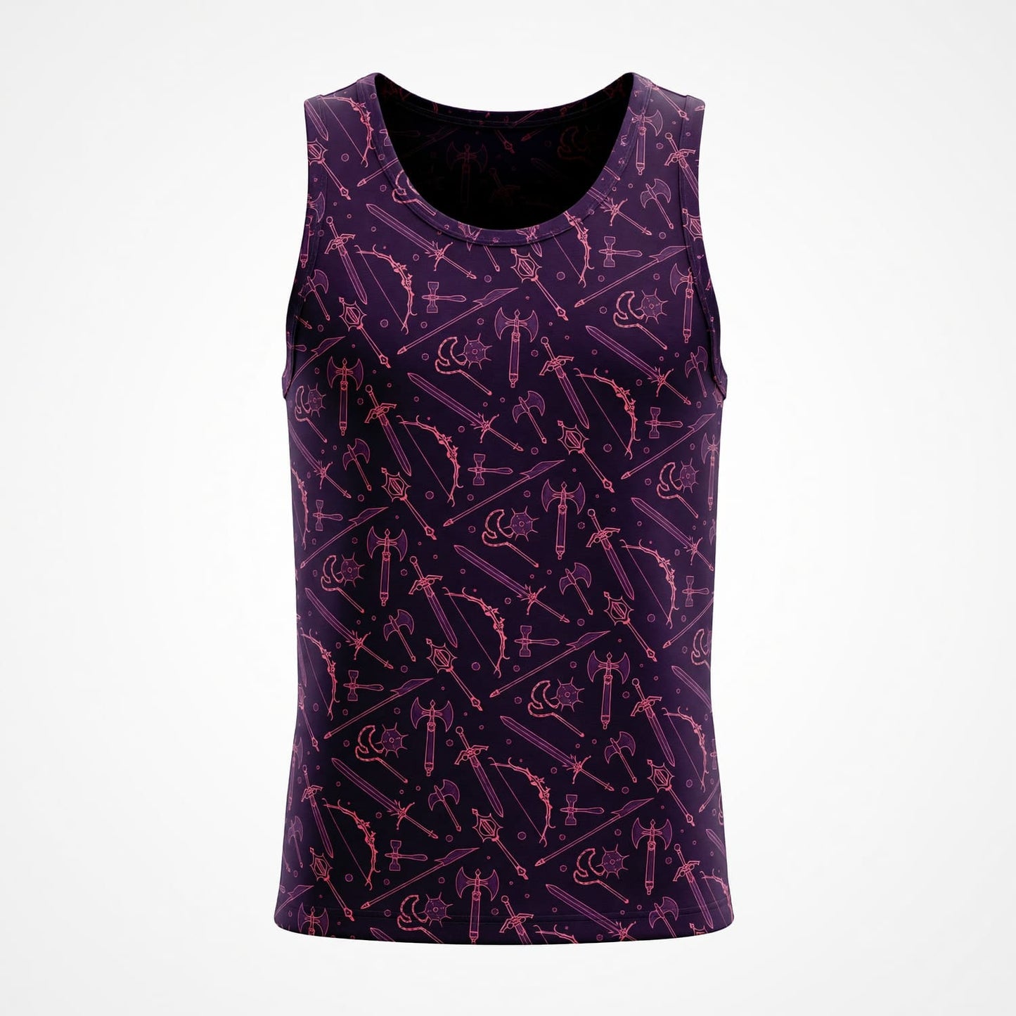 Fantasy Weapons AOP T-Shirt - Medieval RPG Dark Pattern Apparel