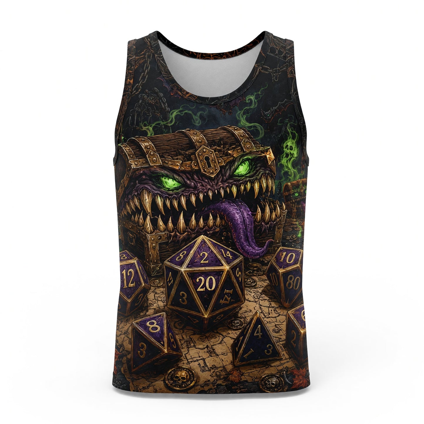 Mimic Dice AOP T-Shirt - Halloween Dungeon Fantasy RPG