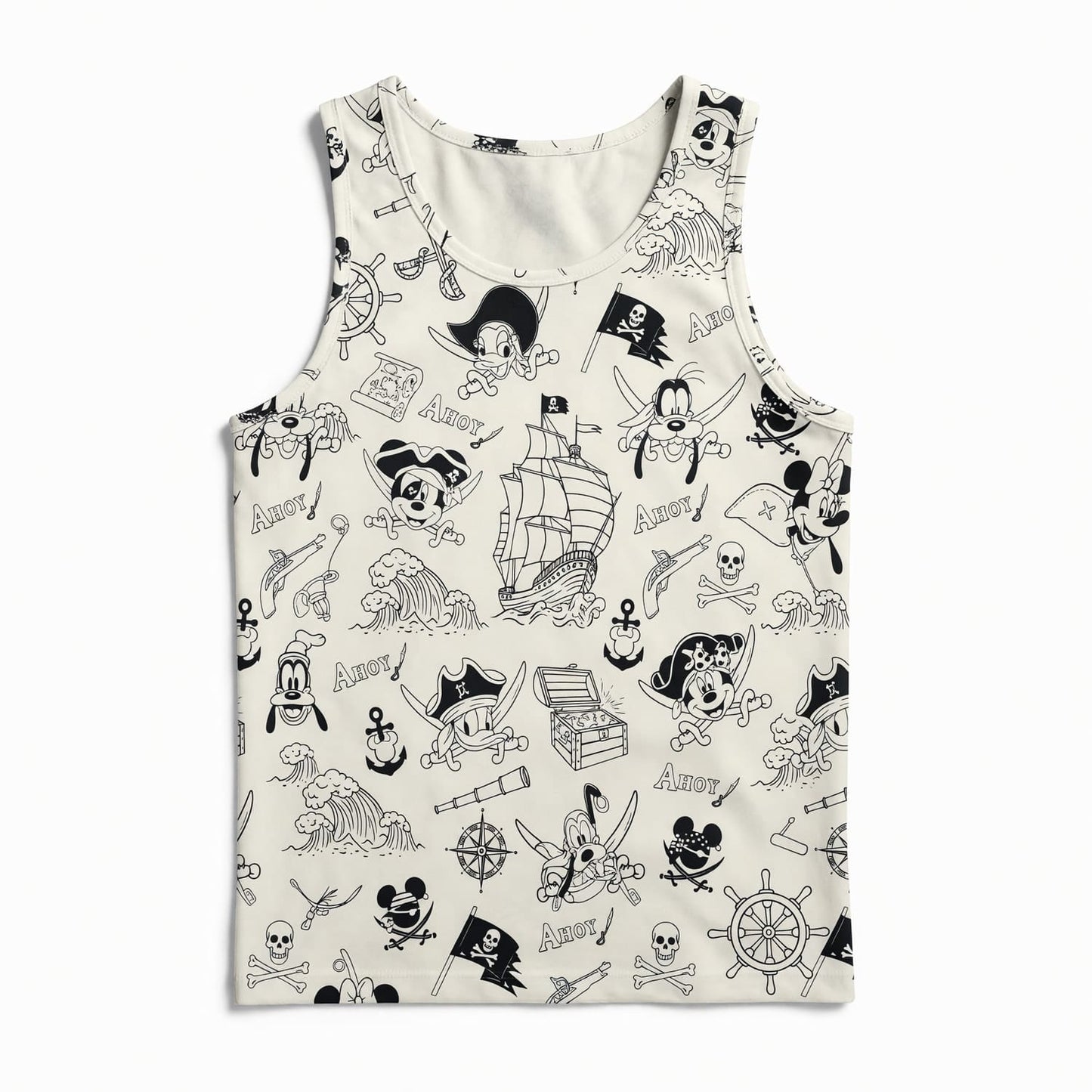 Pirate AOP T-Shirt - Mouse Duck Silly Dog Pattern
