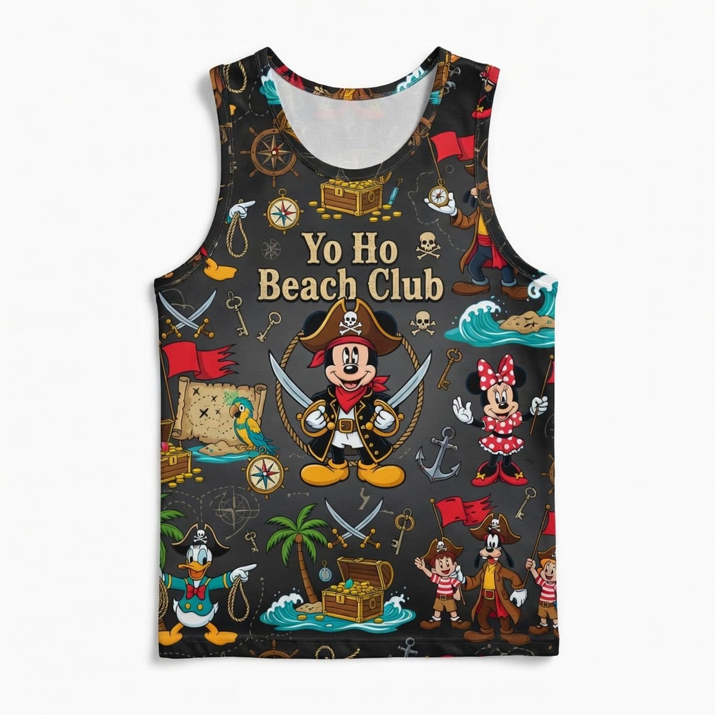 Yo Ho Beach Club AOP T-Shirt - Pirate Mouse Pattern