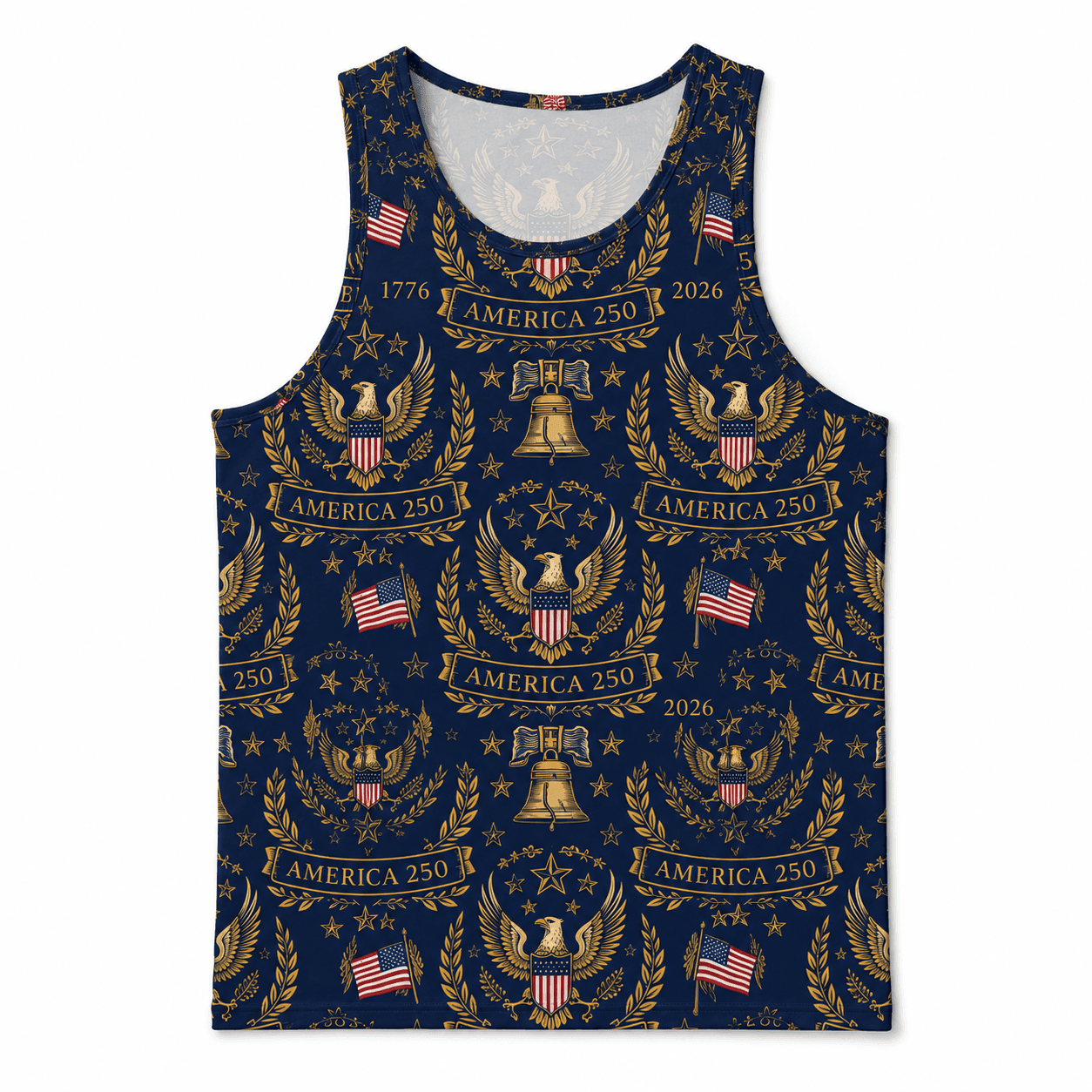 America 250 Luxury Eagle Crest Patriotic 1776-2026 Liberty Bell Apparel - AOPI1A3T001