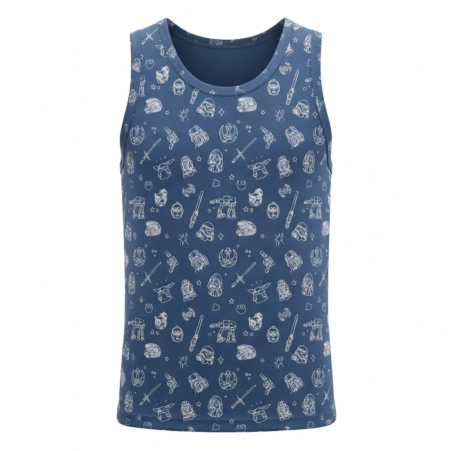 Galactic Icons AOP T-Shirt - Blue Line Art Galaxy Pattern Apparel