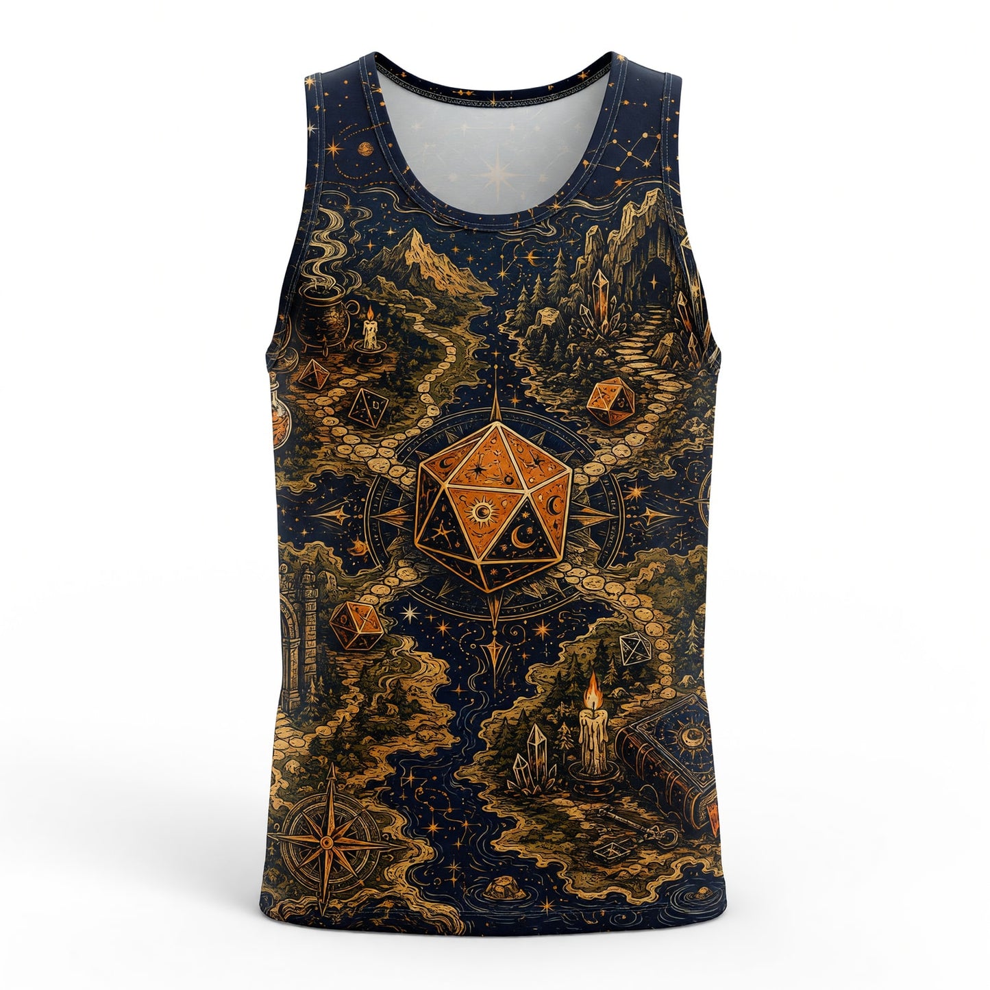 Mystic Dice Map AOP T-Shirt - Fantasy RPG Adventure Apparel