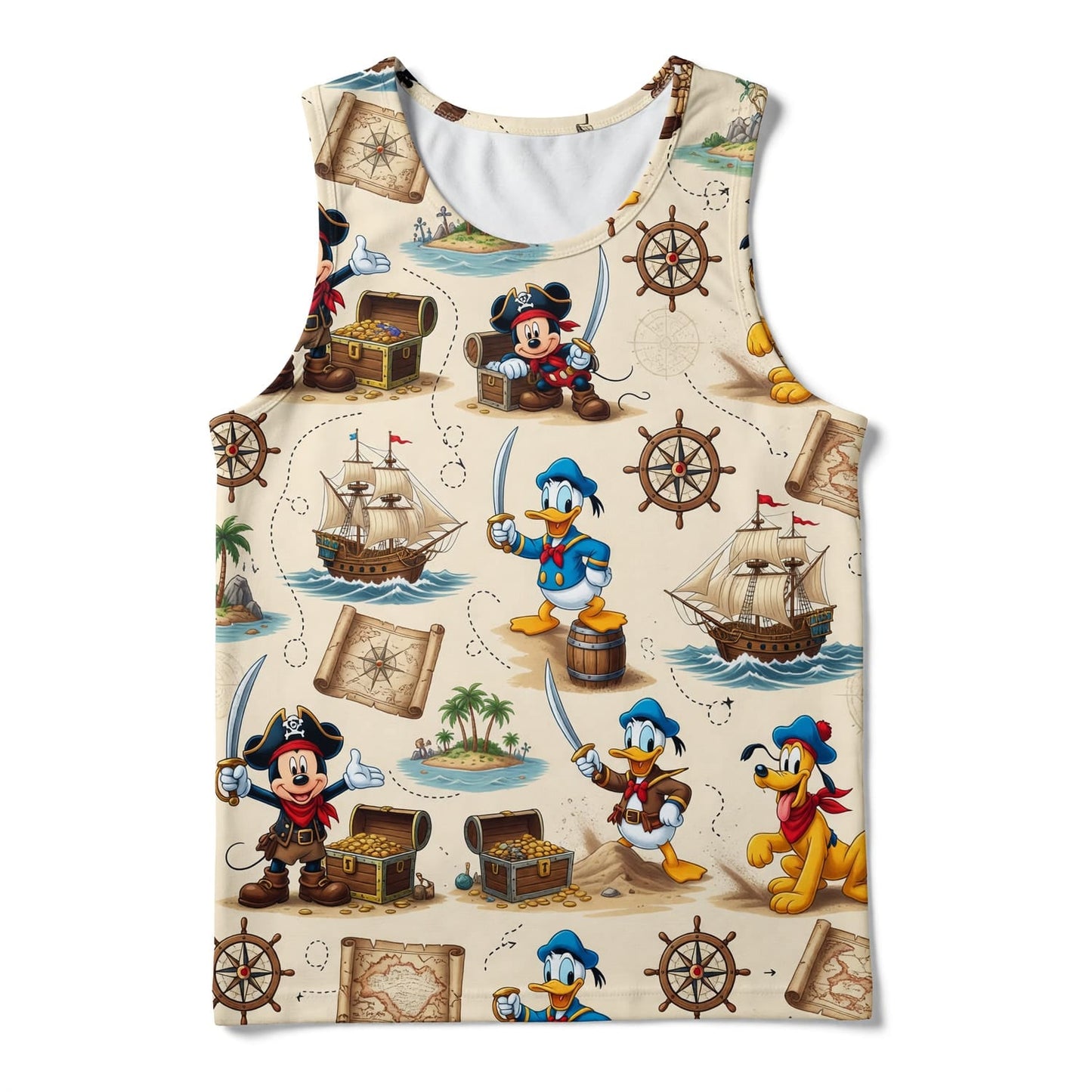 Pirate Mouse AOP T-Shirt - Vintage Treasure Map Pattern