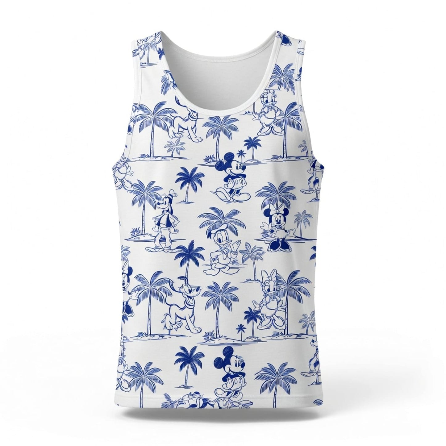 Tropical Toile Mouse & Friends Blue Palm Tree AOP Apparel