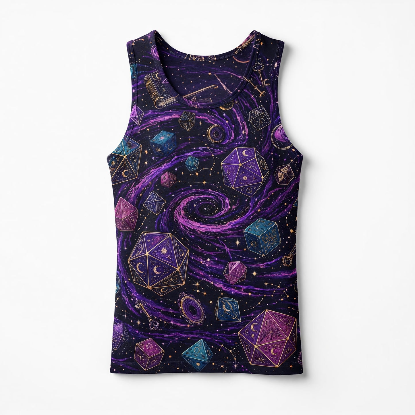 Cosmic Dice AOP T-Shirt - Mystic Galaxy Fantasy RPG Streetwear