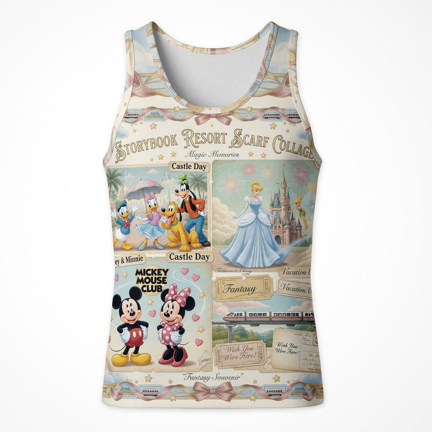 Mouse Vacation AOP T-Shirt - Storybook Resort Collage