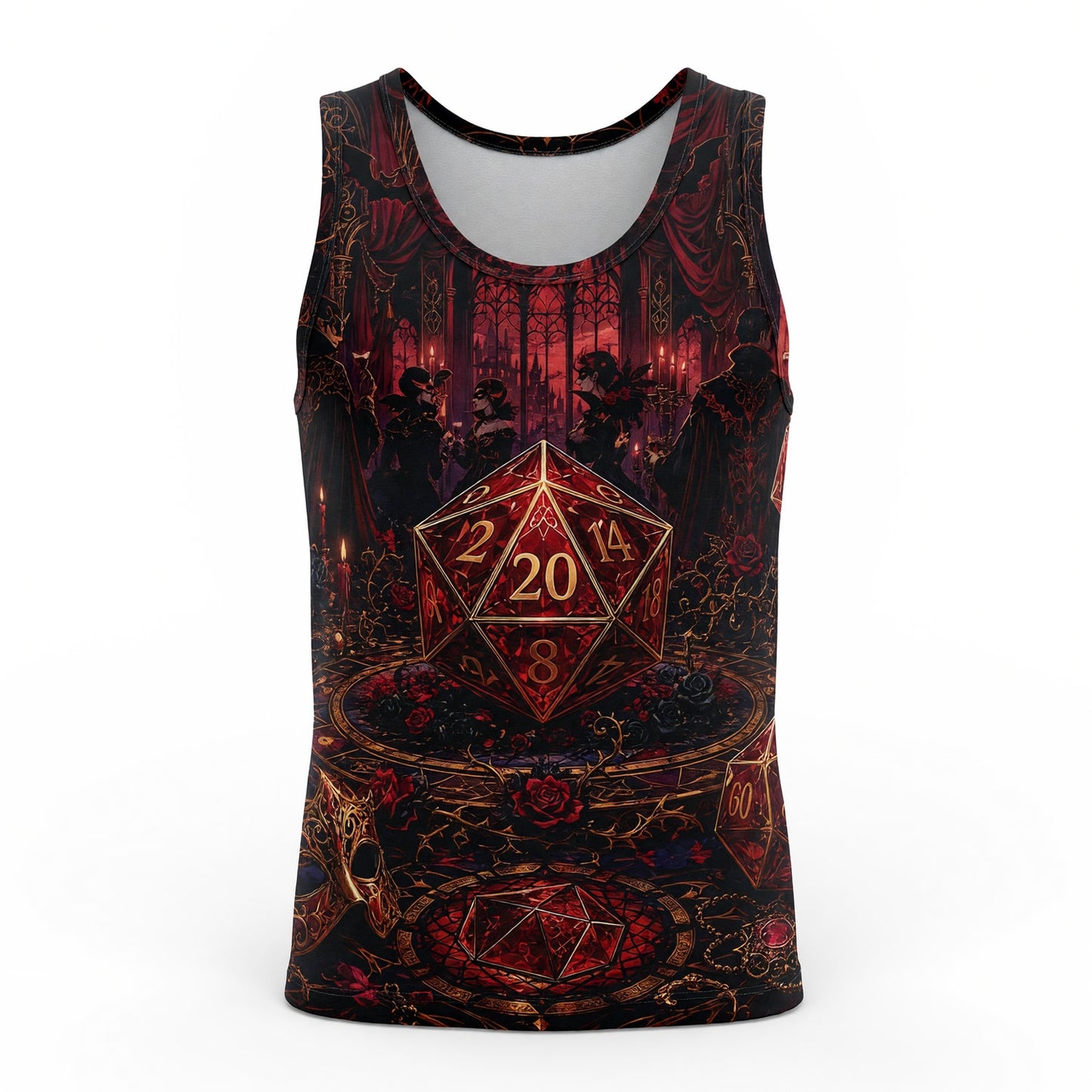 Gothic Vampire Dice AOP T-Shirt - Dark Masquerade RPG Streetwear
