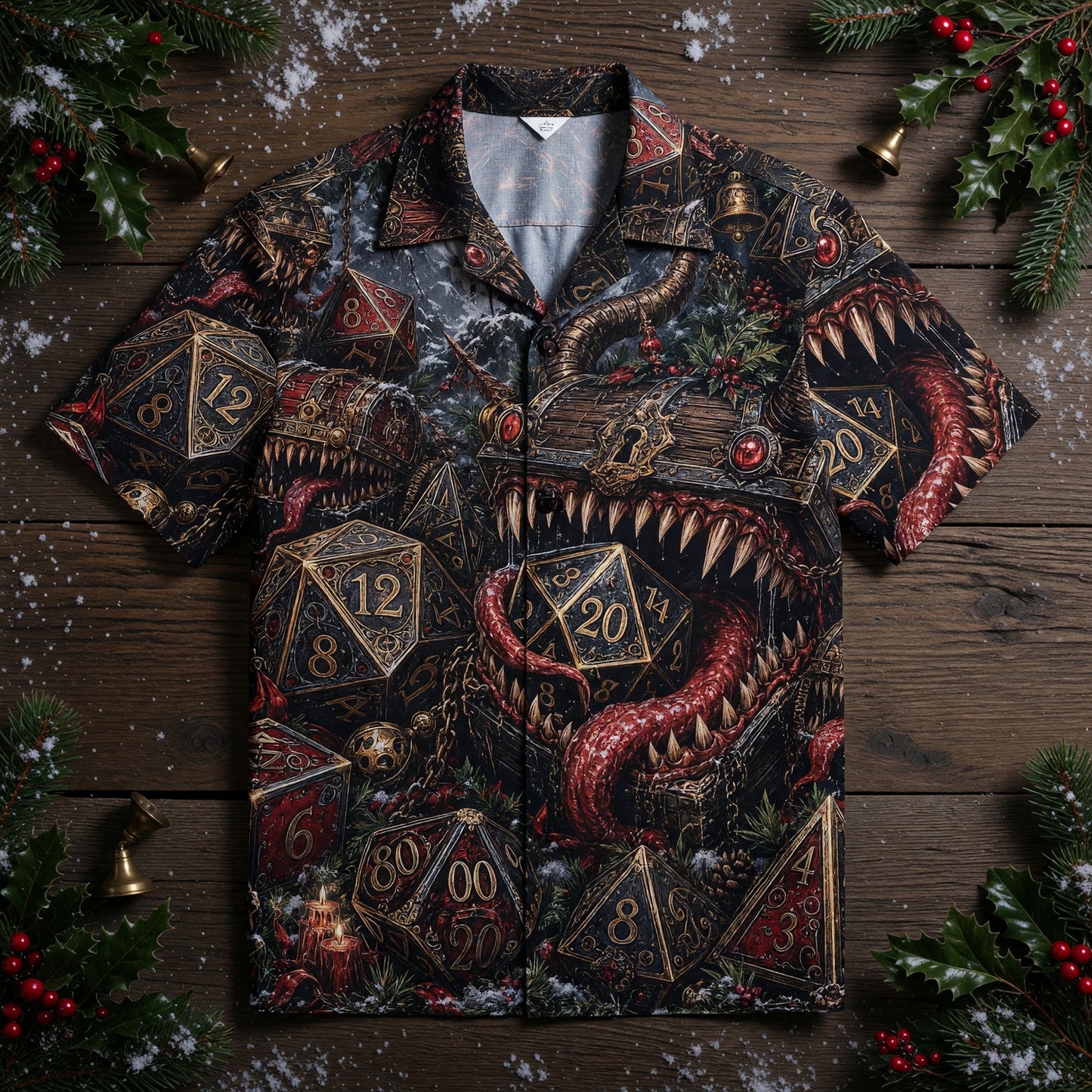 Mimic Christmas Hawaiian Shirt - Fantasy RPG Holiday Apparel