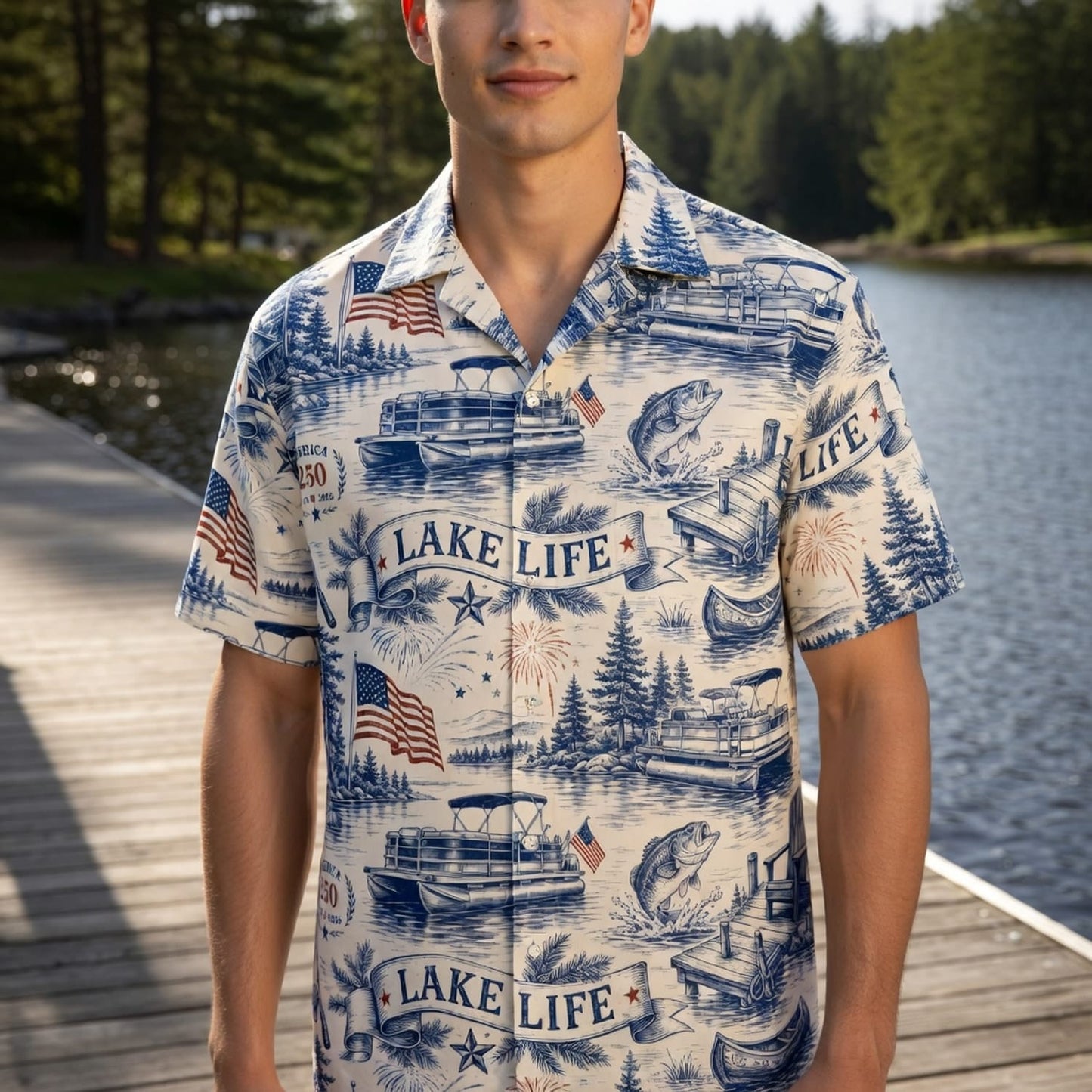 America 250 Lake Life Premium Hawaiian Shirt - 1776-2026 Patriotic Fishing - HW7TL6O001