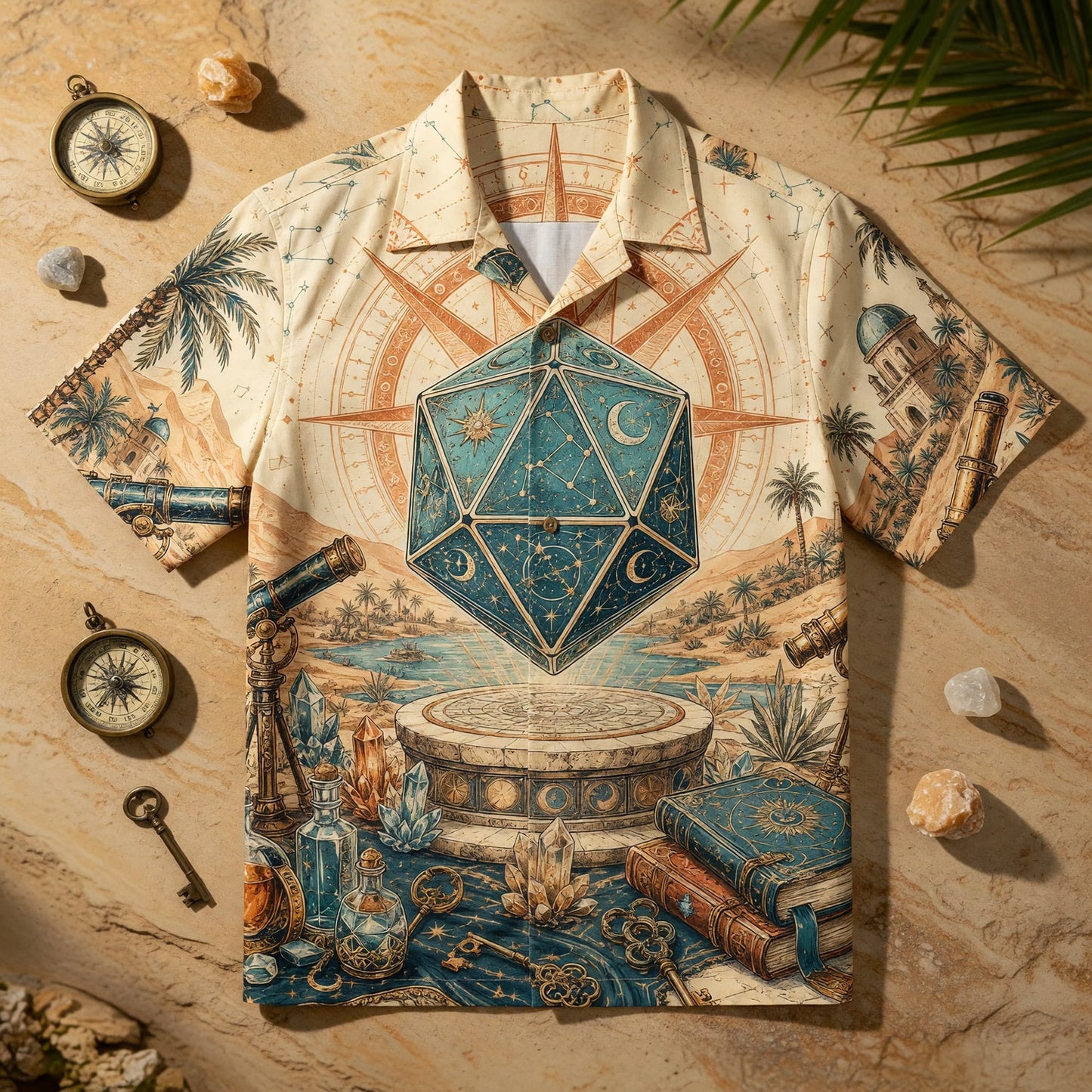 Celestial D20 Hawaiian Shirt - Astrology Fantasy Apparel