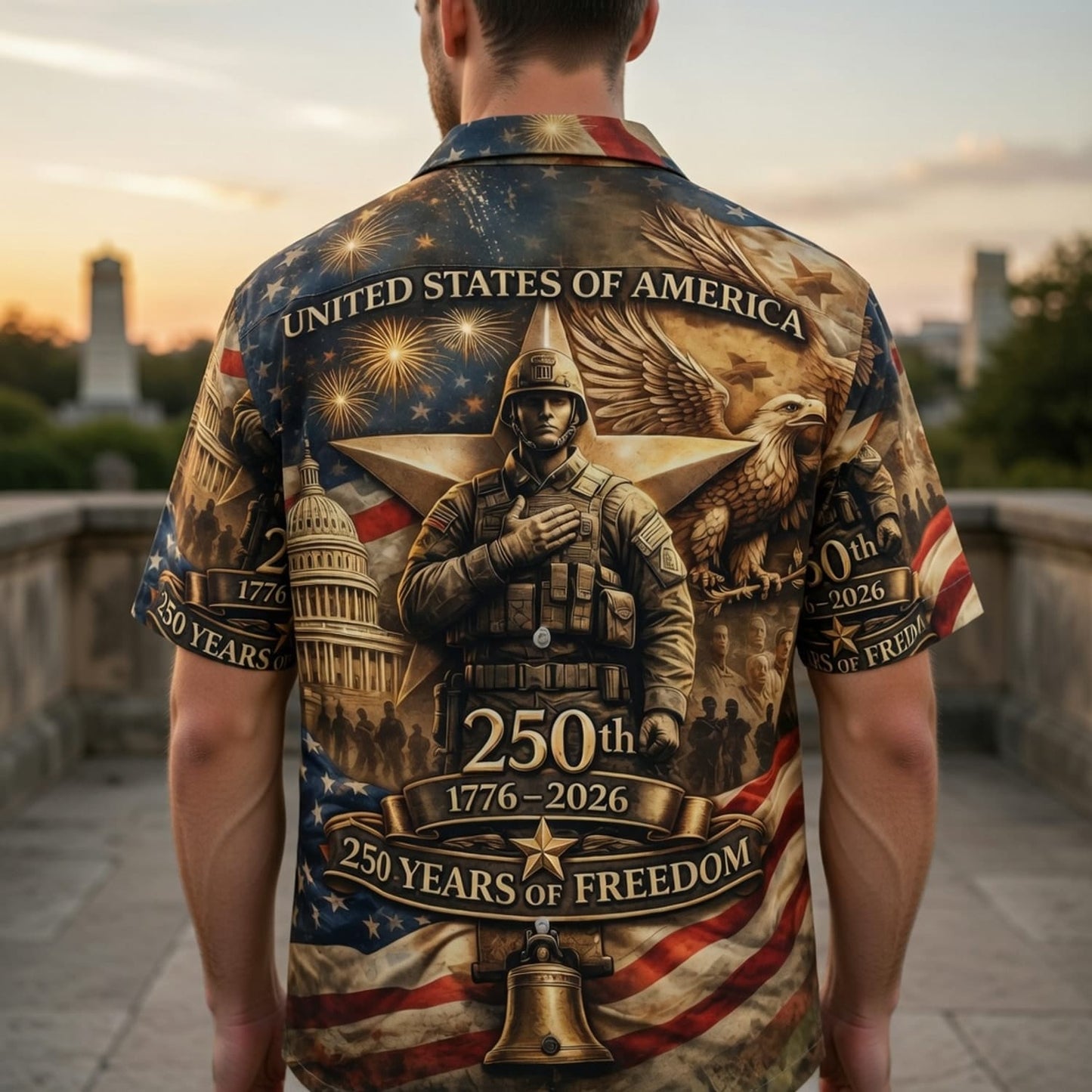 America 250 Years of Freedom Veteran Premium Hawaiian Shirt - Personalized Patriotic Aloha Shirt - HWB2ZHY001