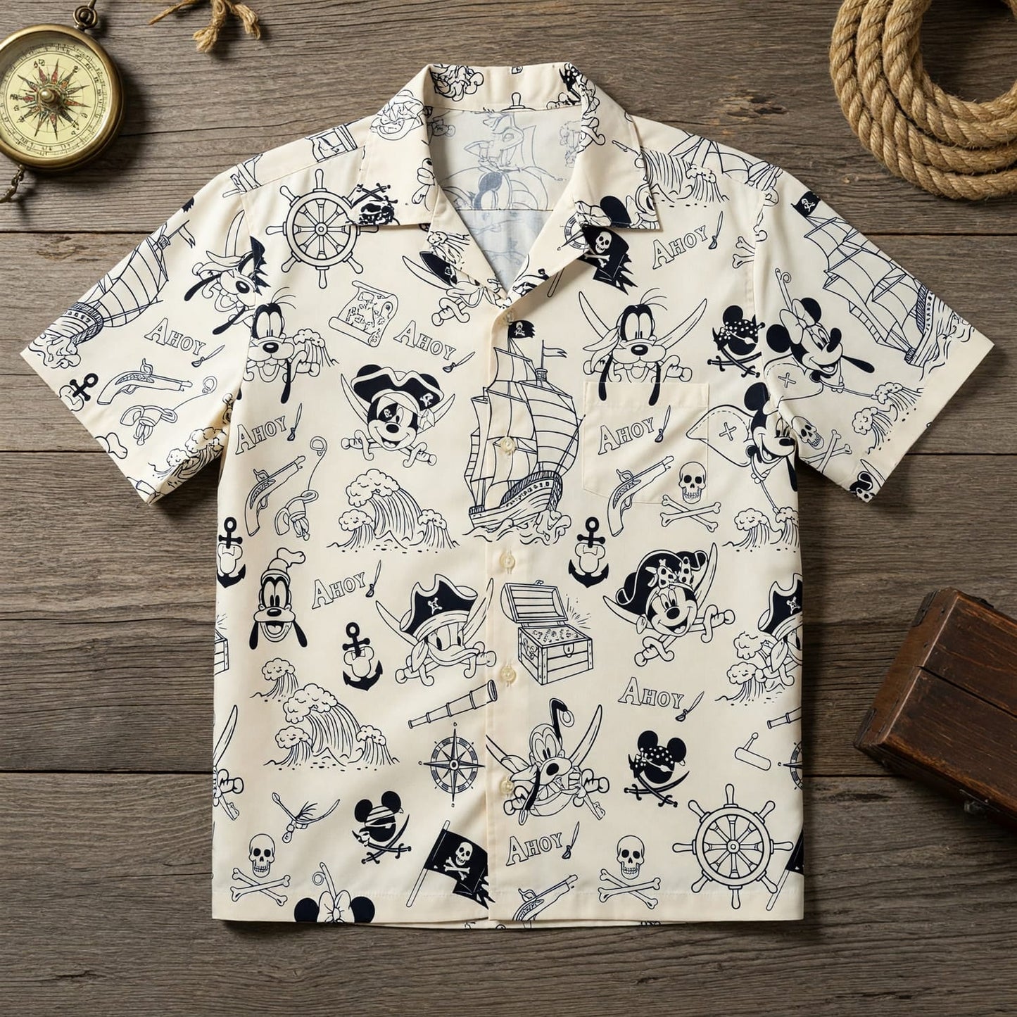 Pirate Mouse Hawaiian Shirt - Ahoy Cartoon Beach Apparel