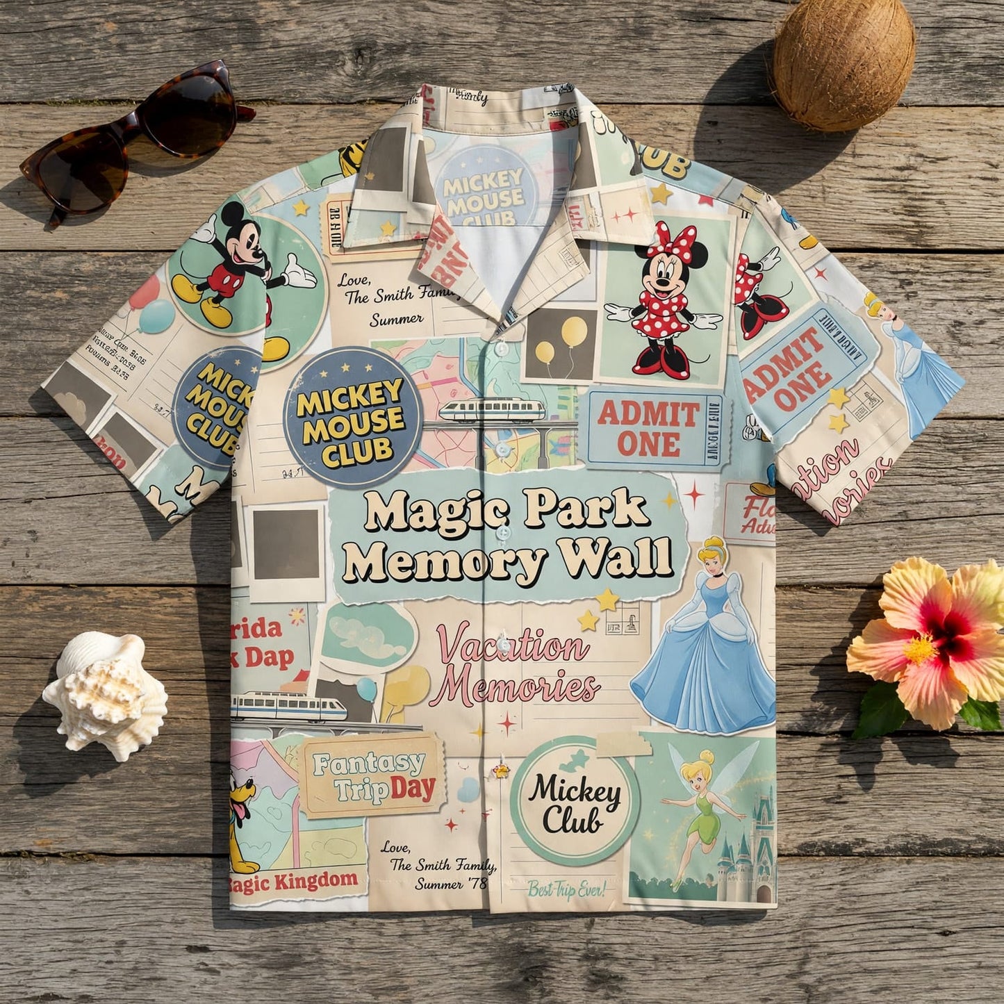 Theme Park Vacation Hawaiian Shirt - Castle Park Memory Collage