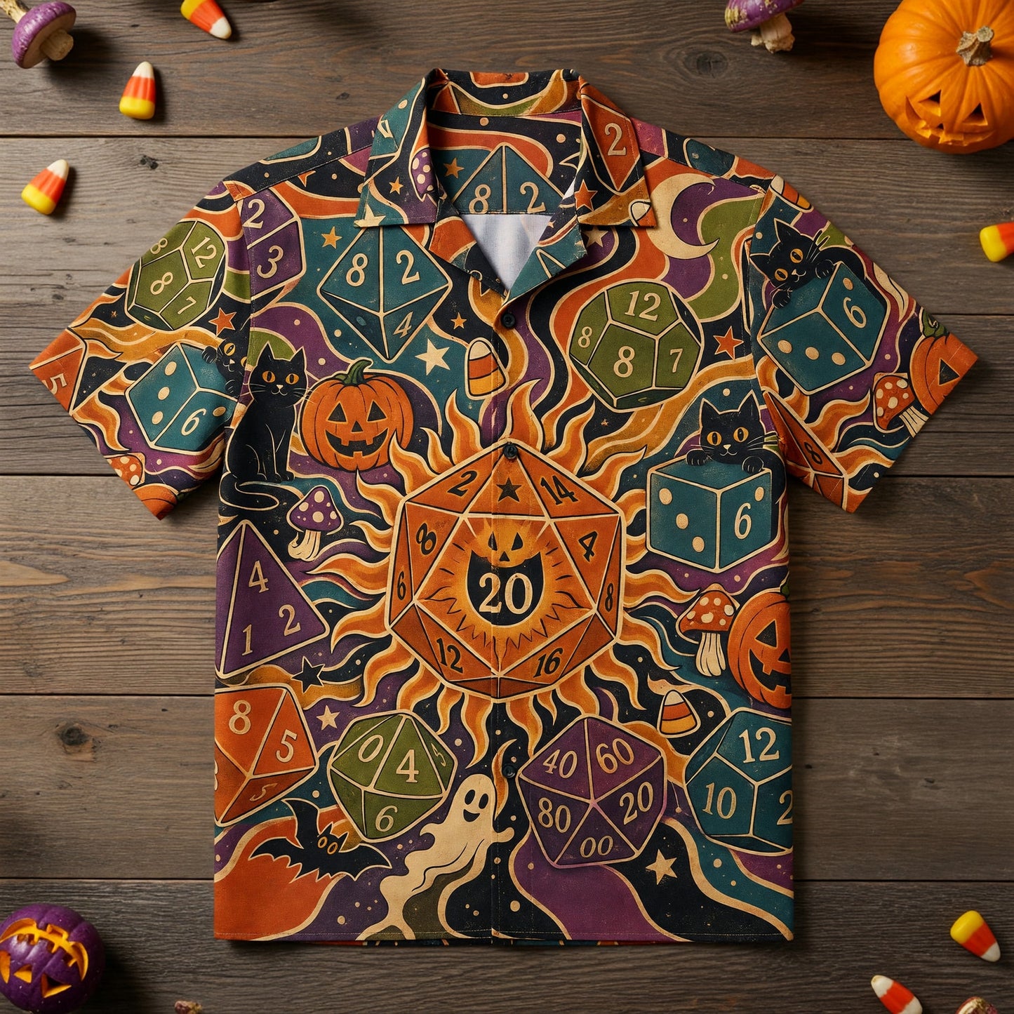 Halloween Dice Hawaiian Shirt - Spooky RPG Gamer Apparel