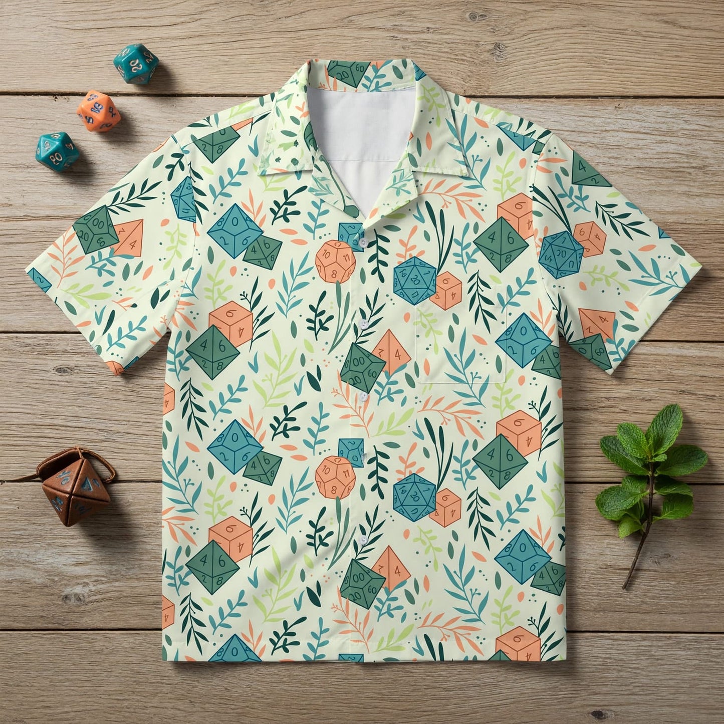 Dice Hawaiian Shirt - Botanical Tabletop RPG Gaming Apparel
