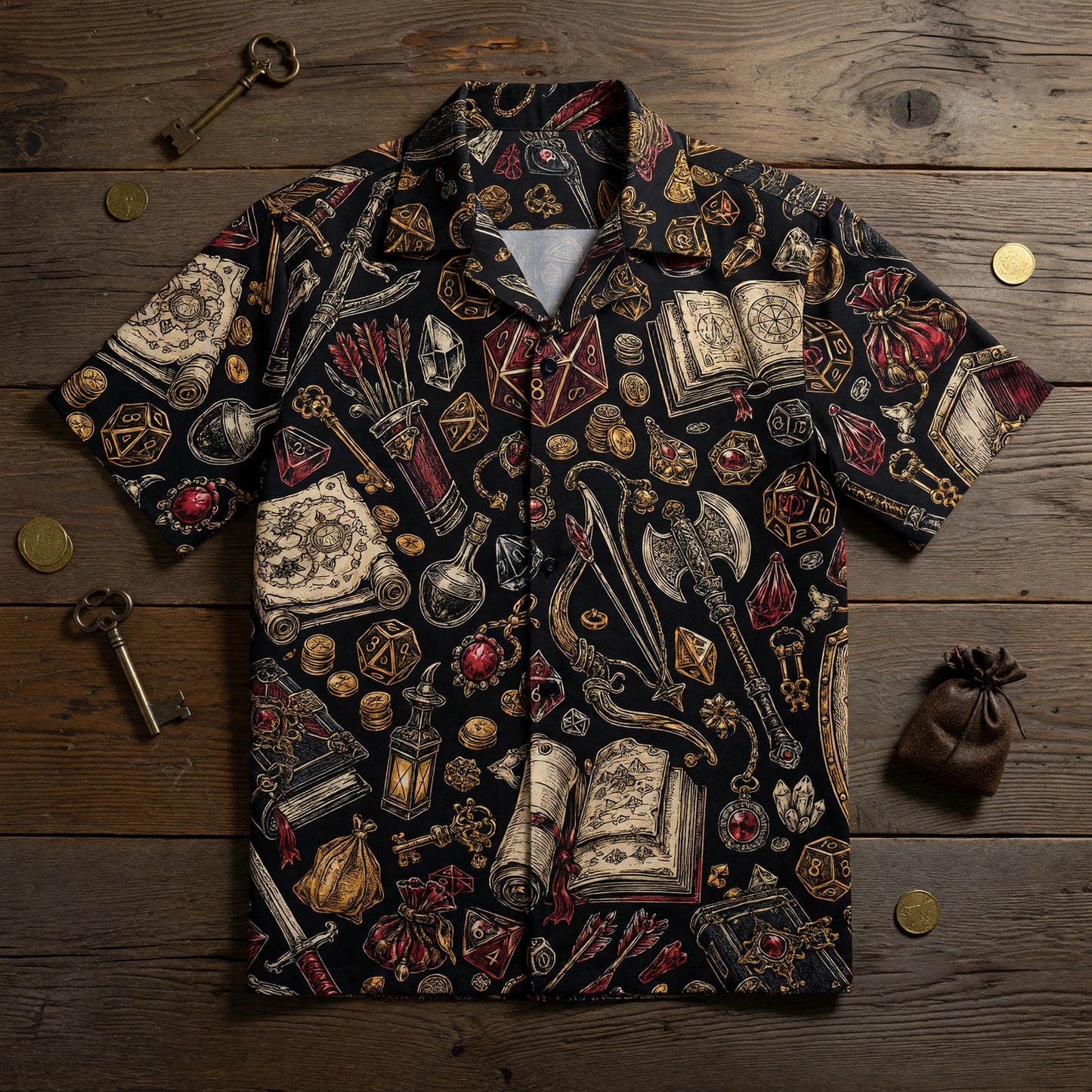 Fantasy Dungeon Hawaiian Shirt - Fantasy Dice RPG Apparel