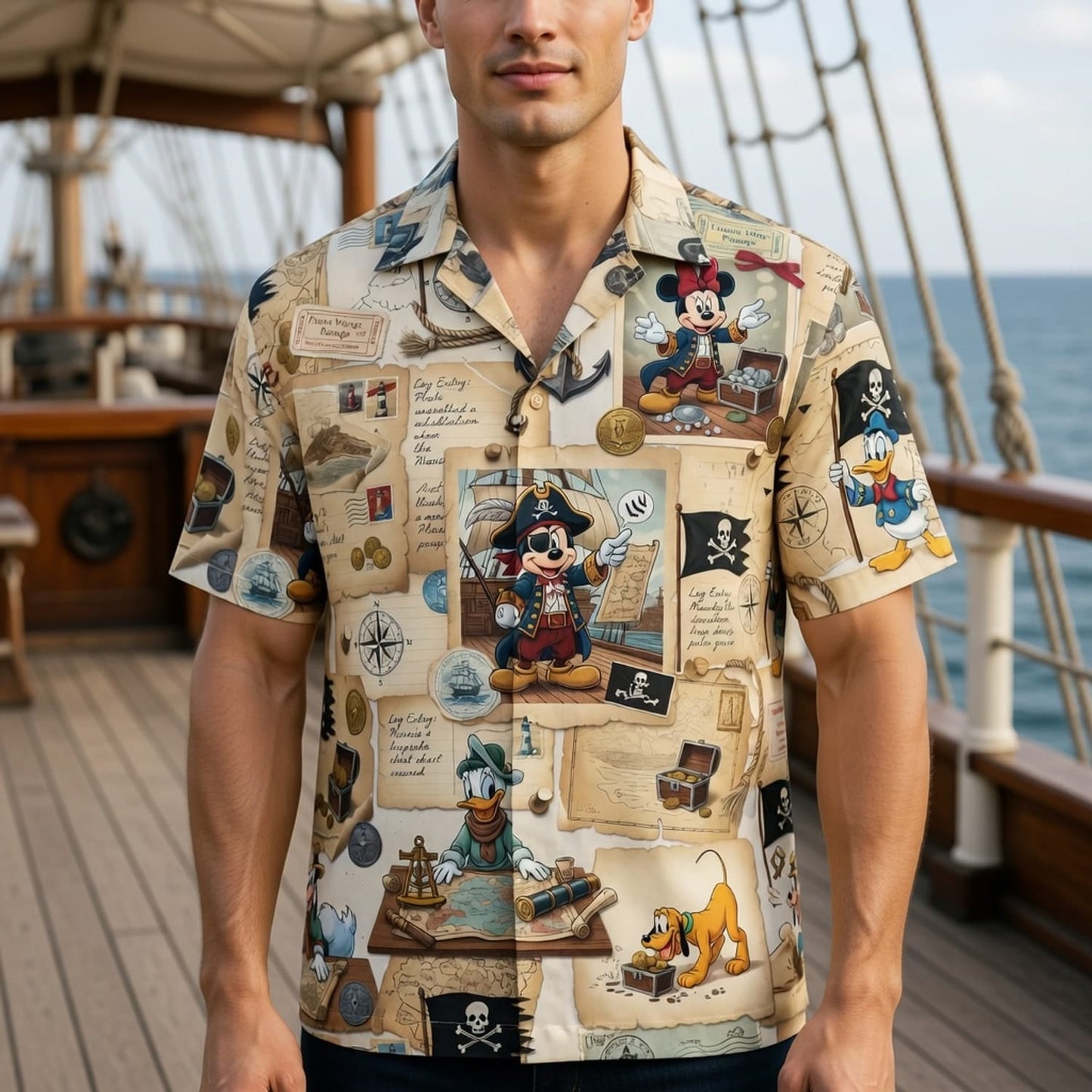Pirate Treasure Hunt Mouse Duck Pup Premium Hawaiian Shirt