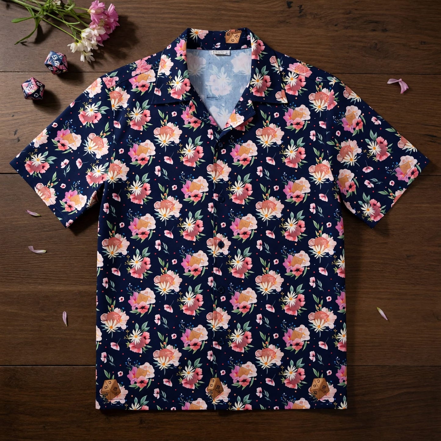 Floral Hawaiian Shirt - Dungeons Dragons Dice Pattern