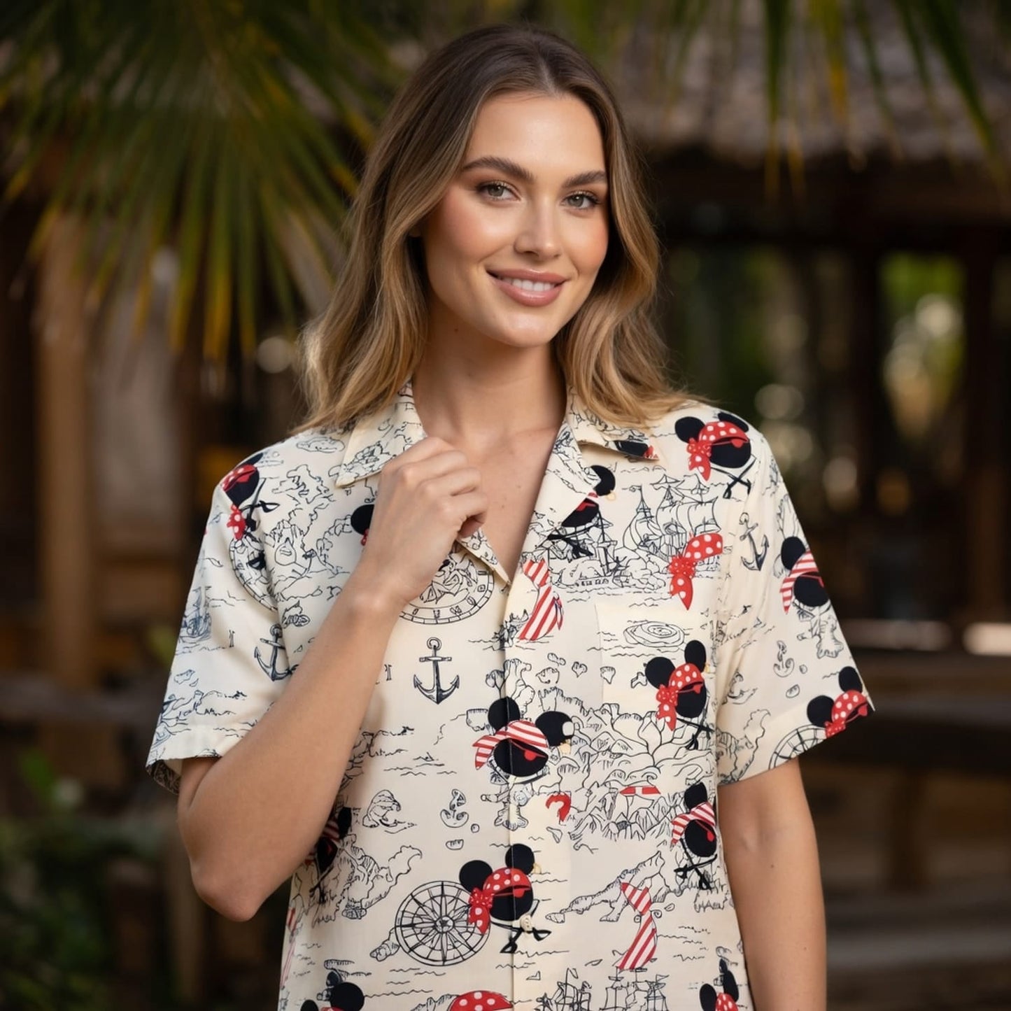 Pirate Map Icons Mouse Hawaiian Shirt