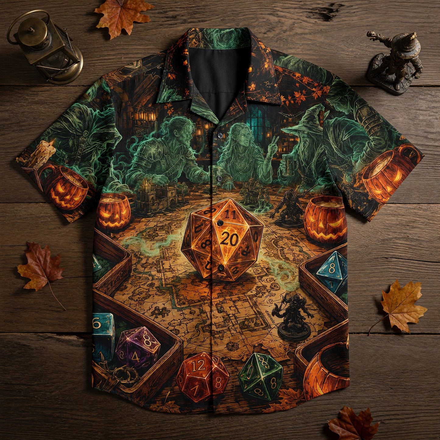 Fantasy Dungeon D20 Hawaiian Shirt - Halloween Dice RPG Fantasy