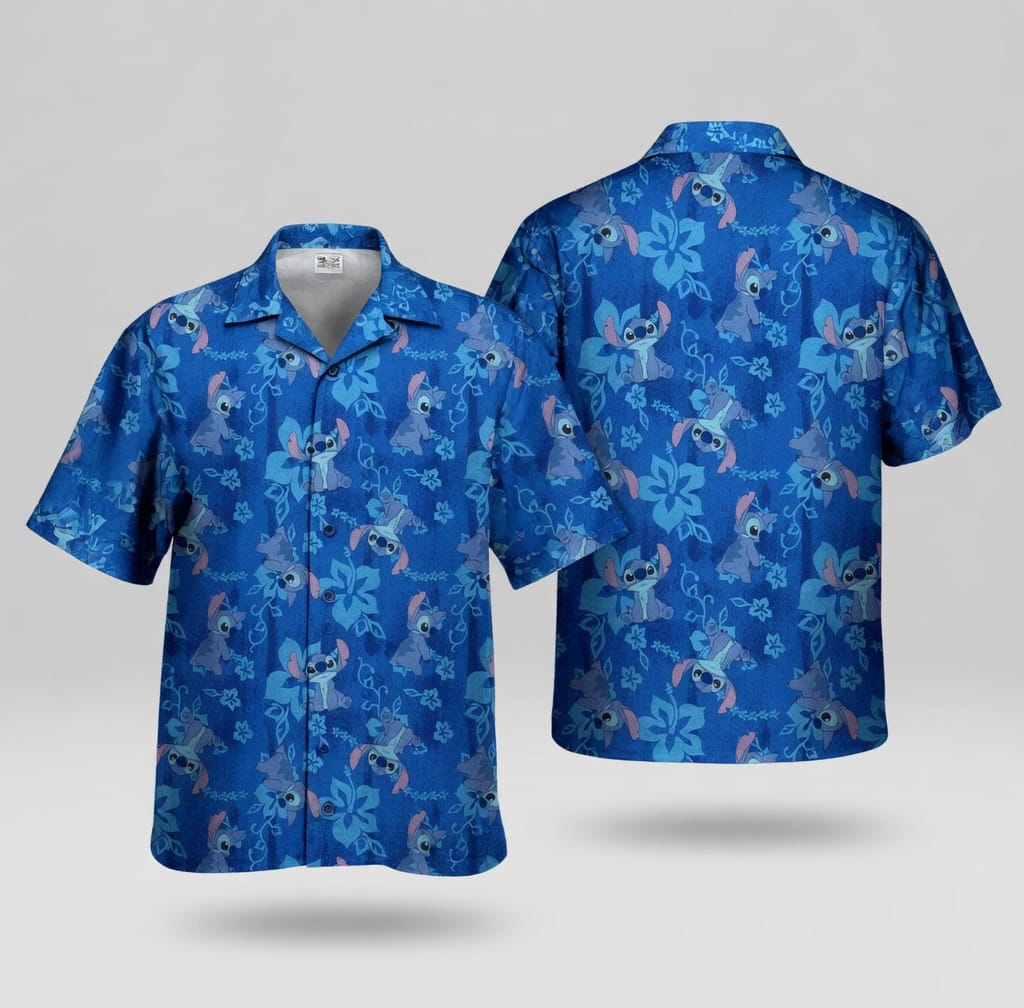 Tropical Floral Premium Hawaiian Shirt - Blue Alien