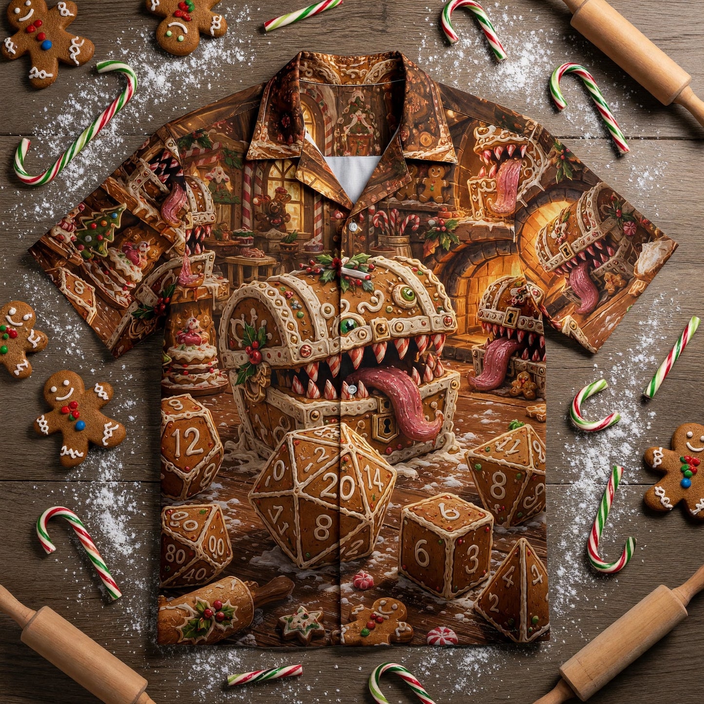 Christmas Mimic Hawaiian Shirt - Gingerbread RPG Fantasy