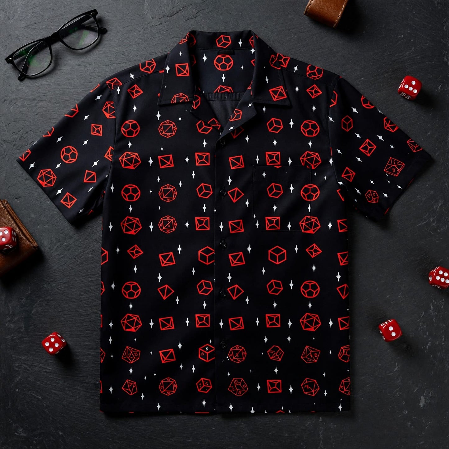 Polyhedral Dice Hawaiian Shirt - Tabletop RPG Gaming Apparel