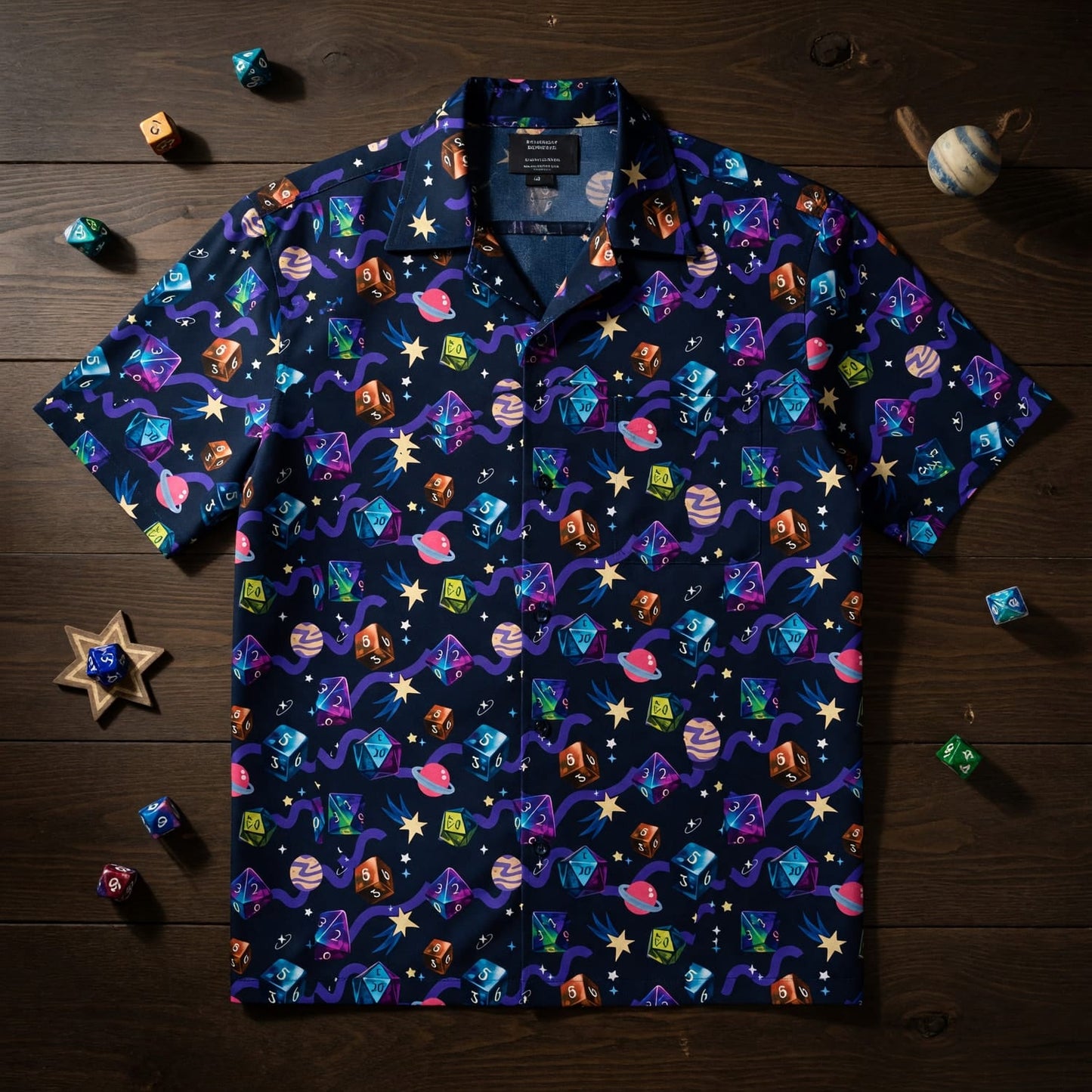 Cosmic Dice Hawaiian Shirt - Galaxy RPG Space Apparel