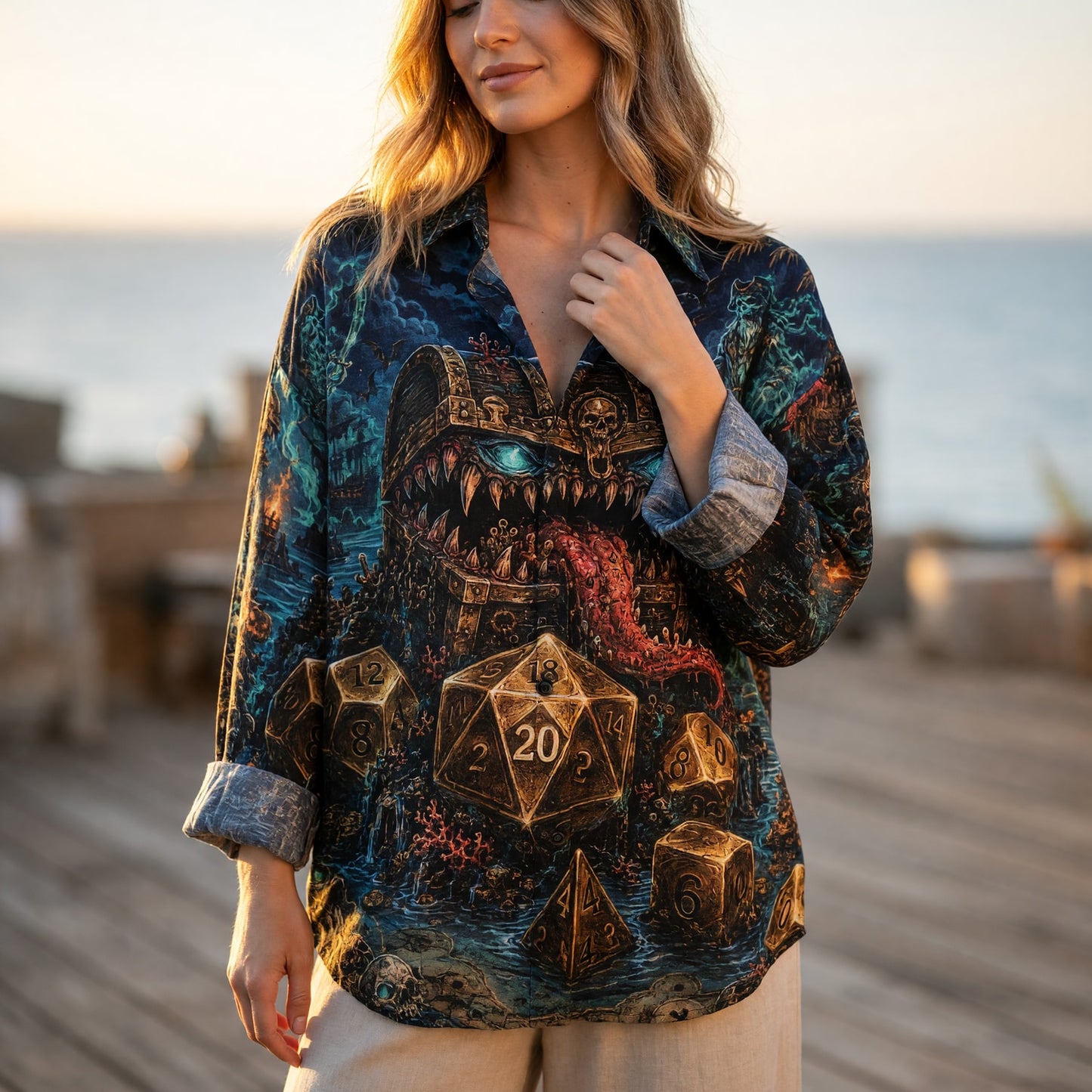 Mimic Pirate Linen Shirt - Fantasy Dice RPG Apparel