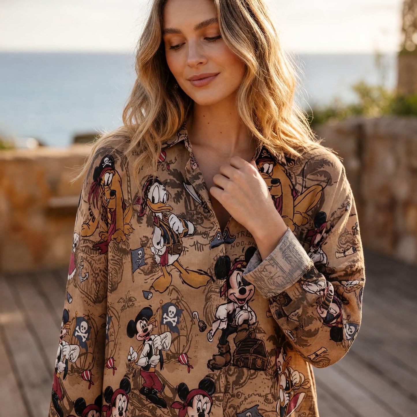 Pirates Linen Shirt - Mouse Treasure Map Apparel