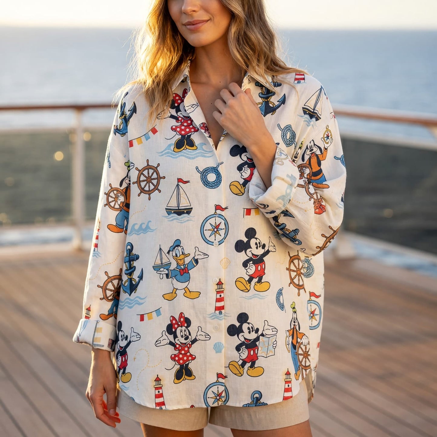 Mouse Nautical Linen Shirt - Sailor Beachwear
