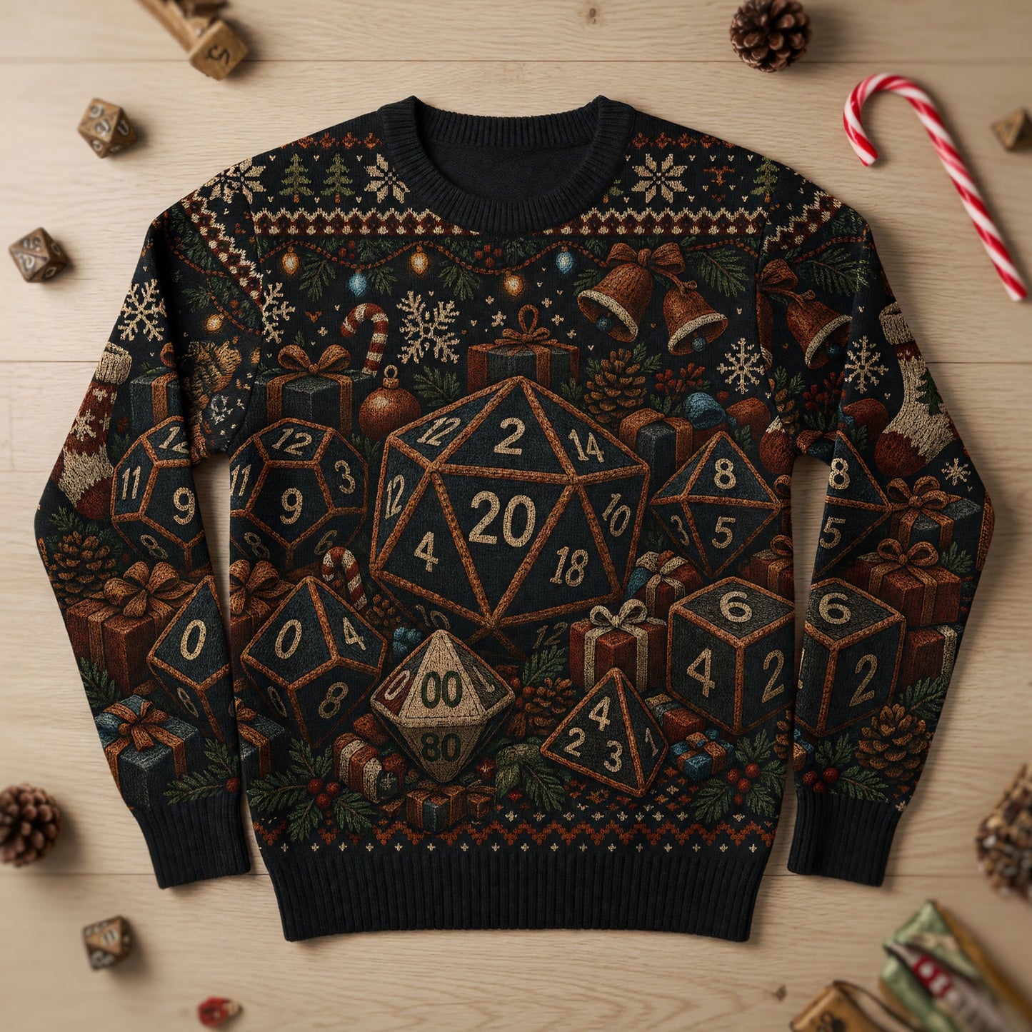 Dice Christmas Sweater - Festive Tabletop RPG Holiday Knit