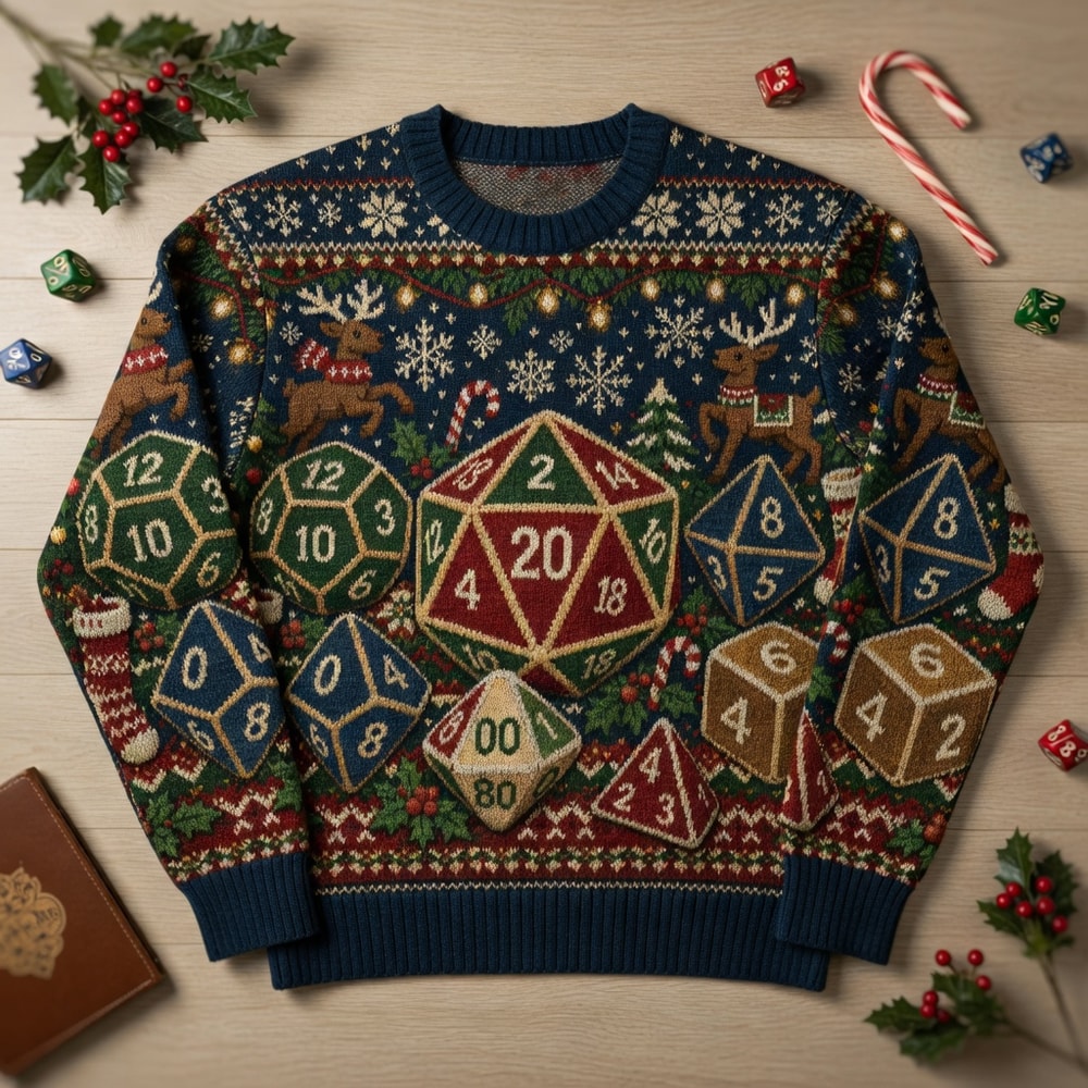 Merry Critmas - Polyhedral Dice Ugly Christmas Sweater