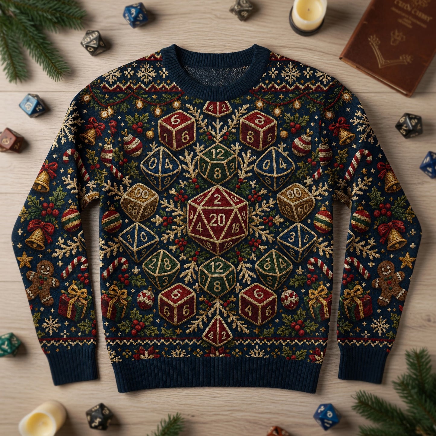 Dice Christmas Sweater - Holiday RPG Knit Pattern