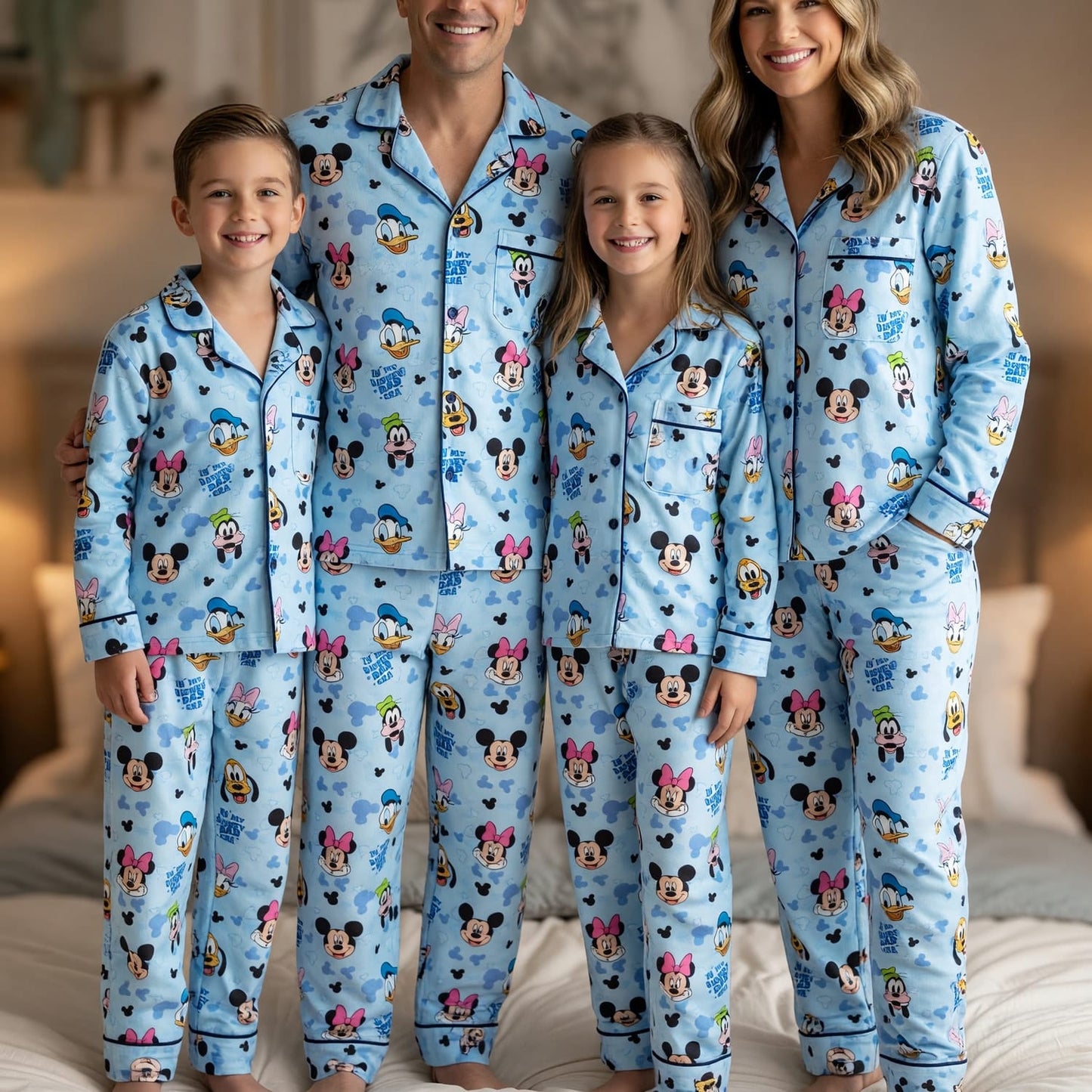 Dad Era Thick Pajama Set - Mouse Character Print