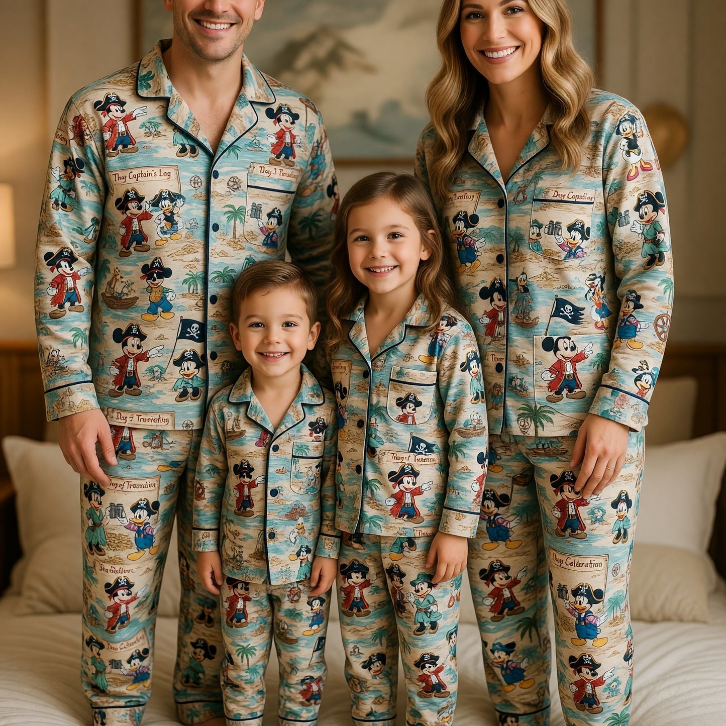 Pirate Mouse Treasure Thick Pajama Set - Cartoon Adventure Sleepwear