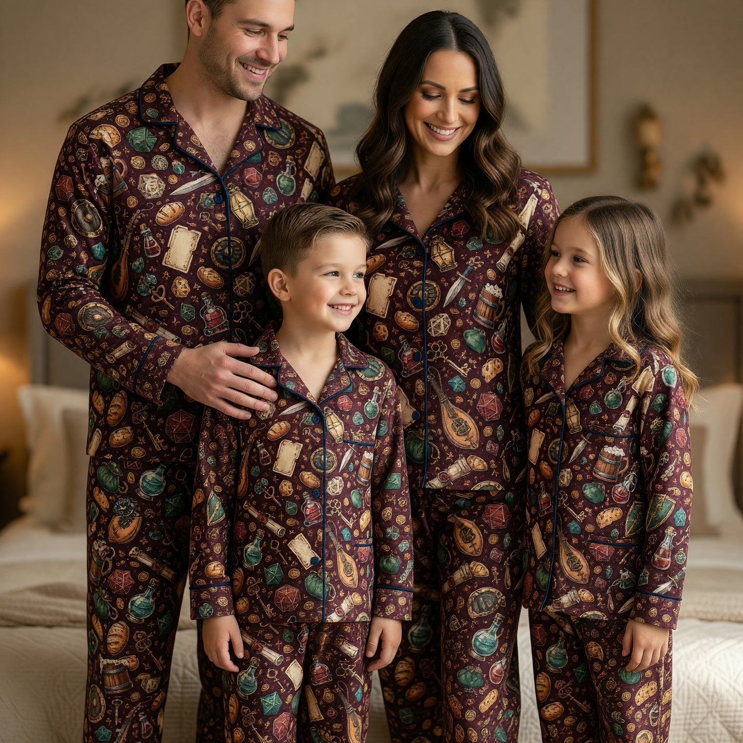Fantasy Dungeon Thick Pajama Set - RPG Tabletop Loot Pattern