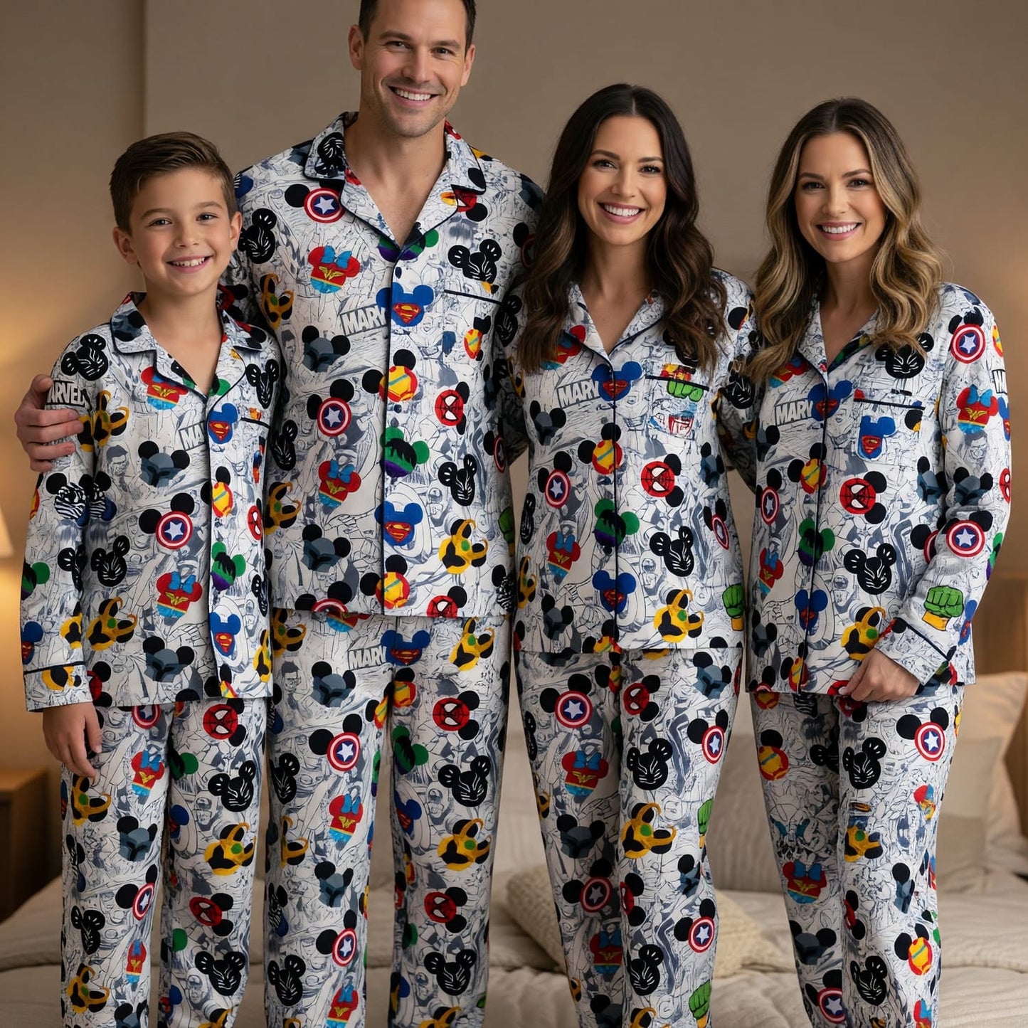 Mouse Superhero Thick Pajama Set - Comic Hero Pattern