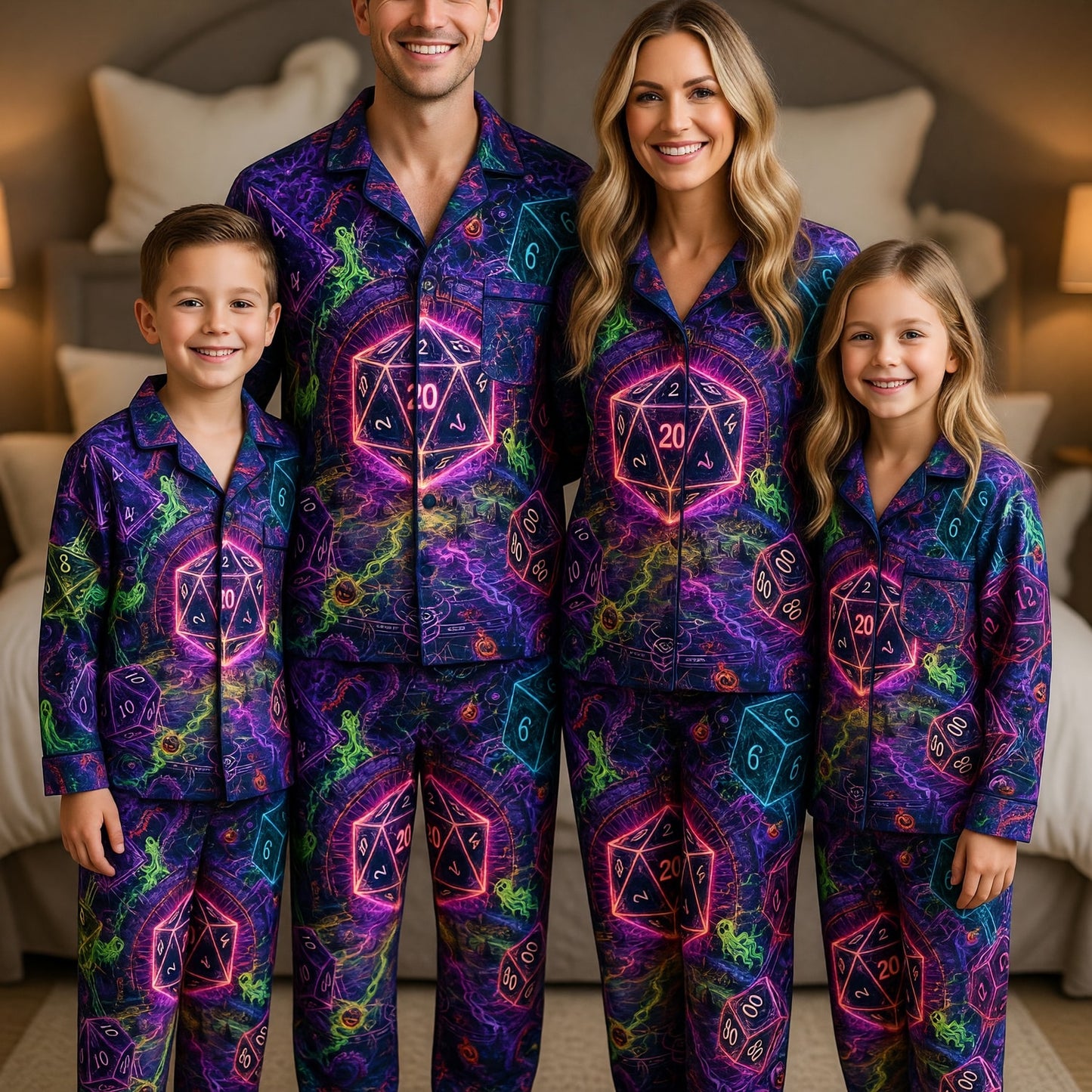 Halloween Dice Pajama Set - Spooky Neon Gothic RPG Nightwear