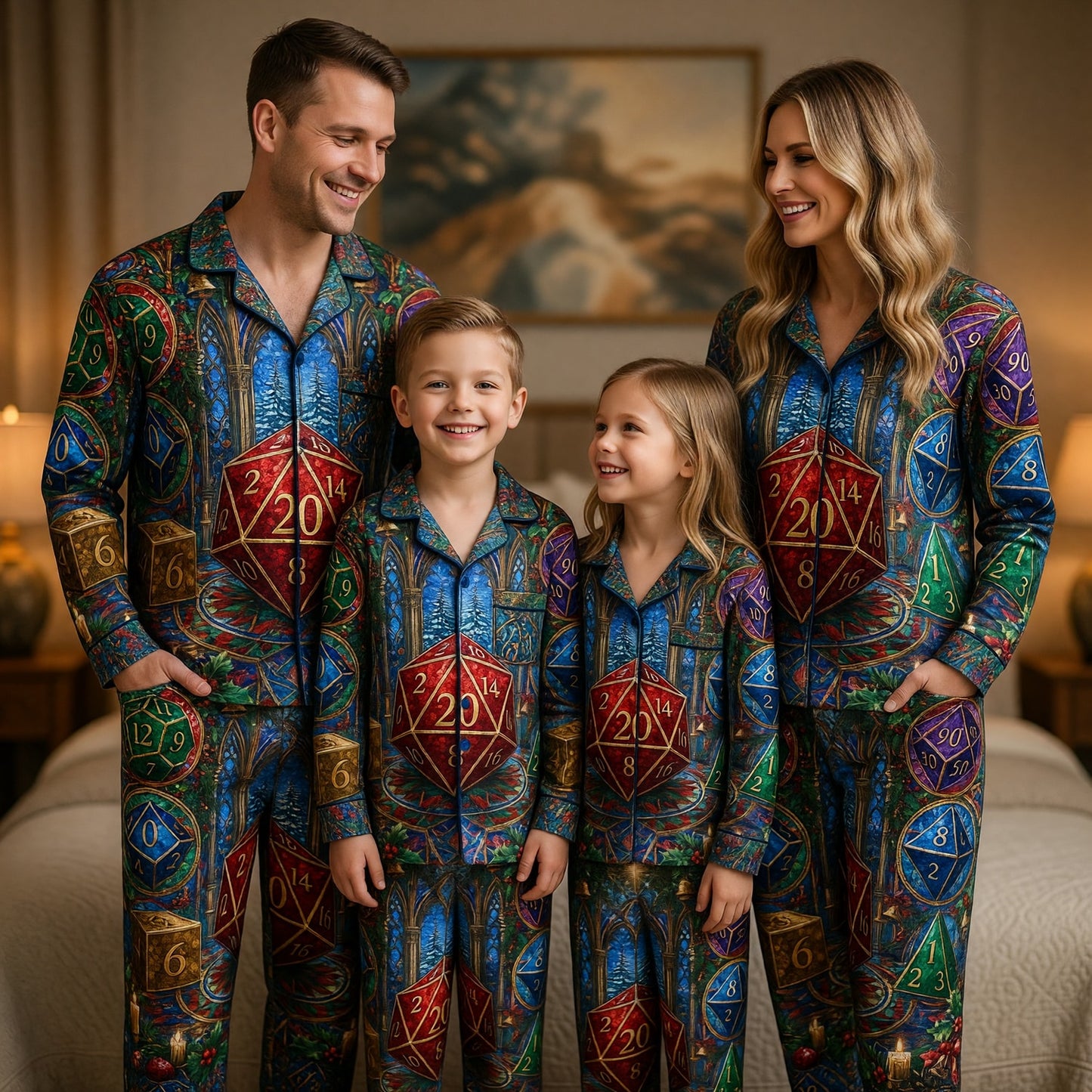Christmas Dice Thick Pajama Set - Fantasy RPG Holiday Sleepwear