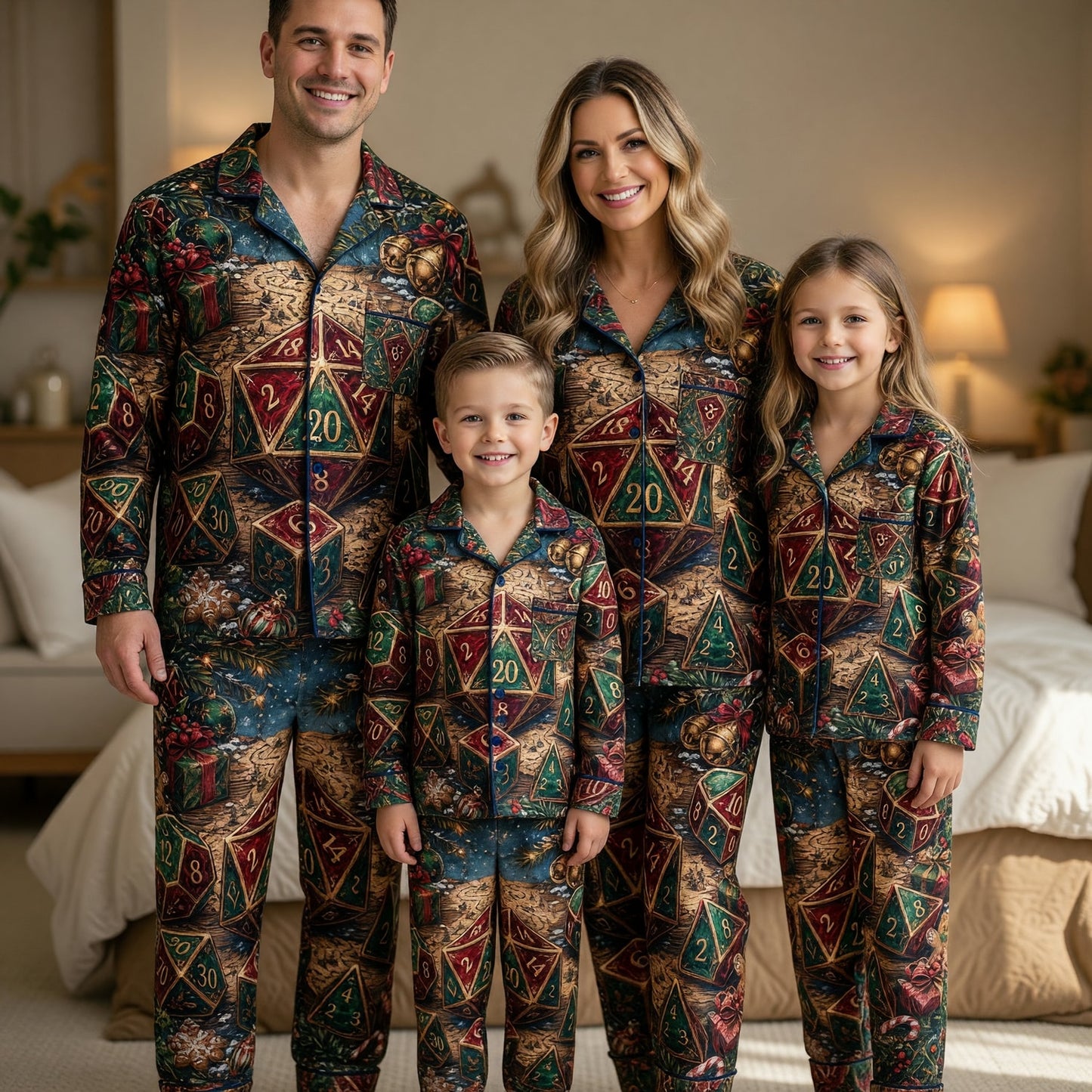 Christmas Dice Thick Pajama Set - Holiday RPG Fantasy Sleepwear