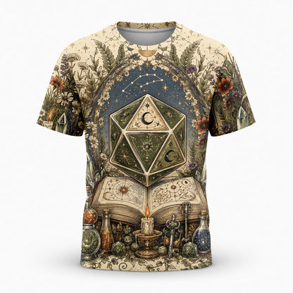 Celestial D20 Dice T-Shirt - Witchy Mystic Fantasy Apparel