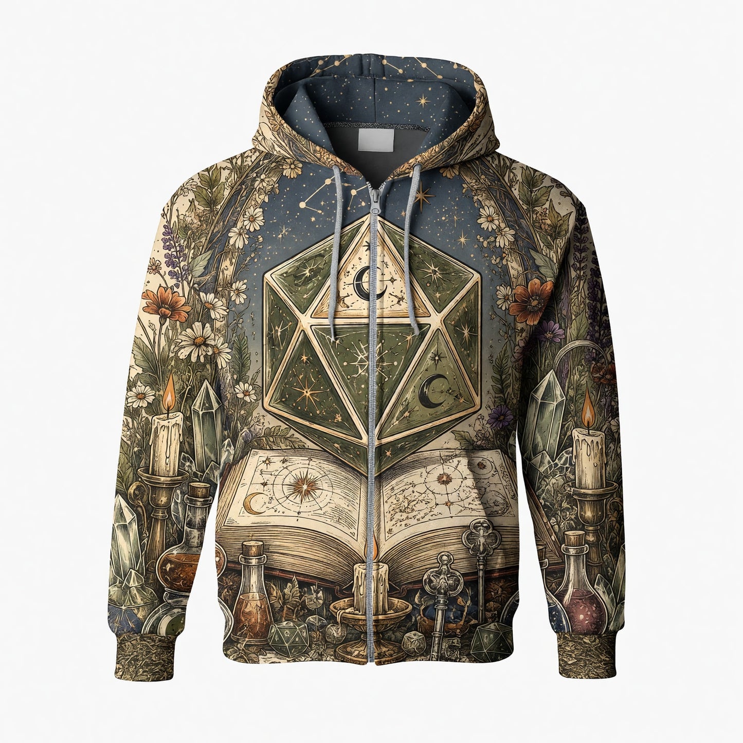 Celestial D20 Dice T-Shirt - Witchy Mystic Fantasy Apparel