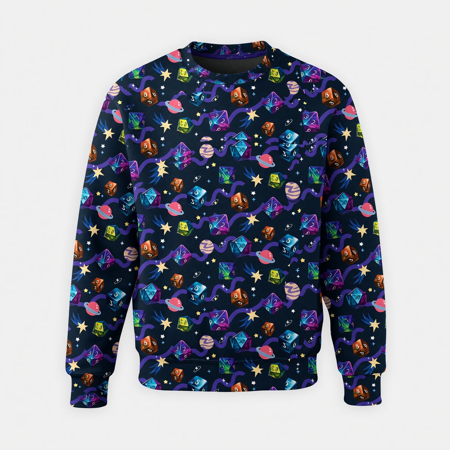 Cosmic Dice AOP T-Shirt - Galaxy RPG Gaming Apparel