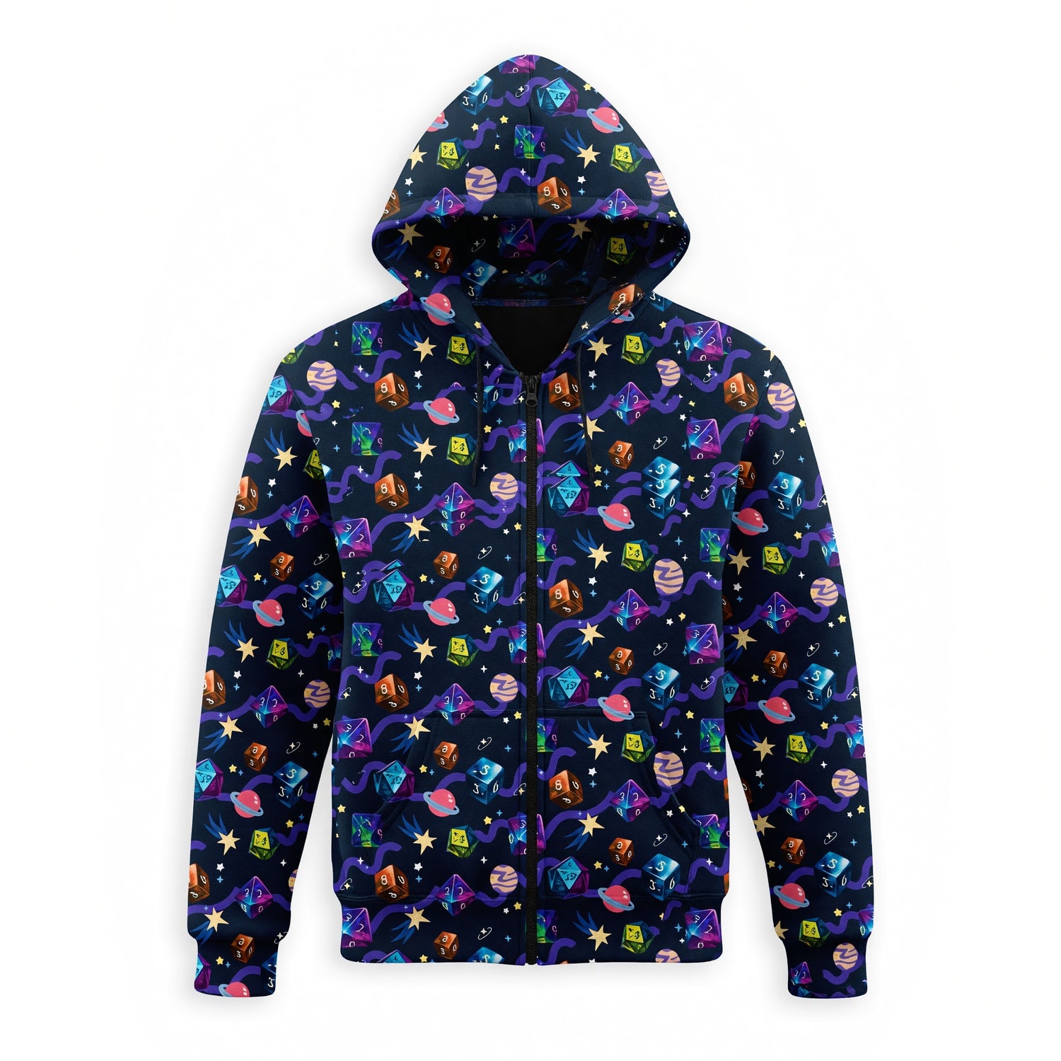 Cosmic Dice AOP T-Shirt - Galaxy RPG Gaming Apparel