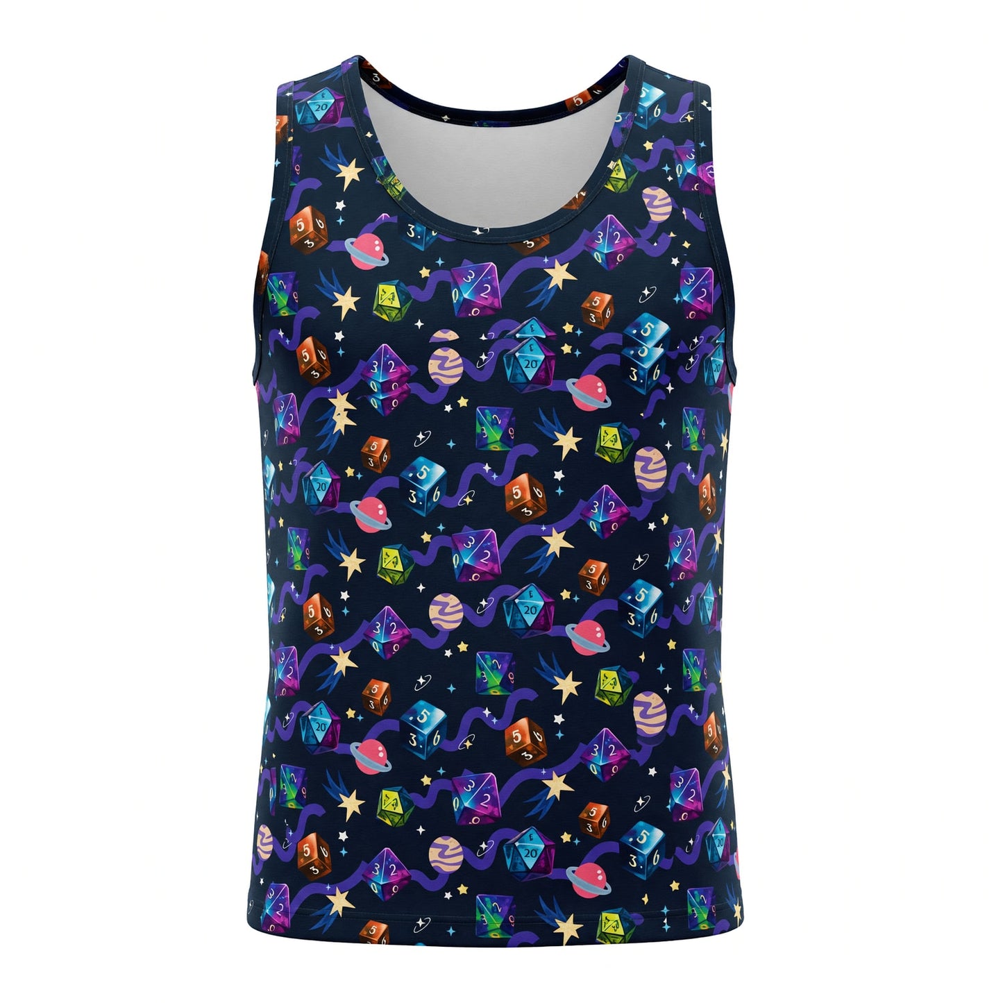 Cosmic Dice AOP T-Shirt - Galaxy RPG Gaming Apparel