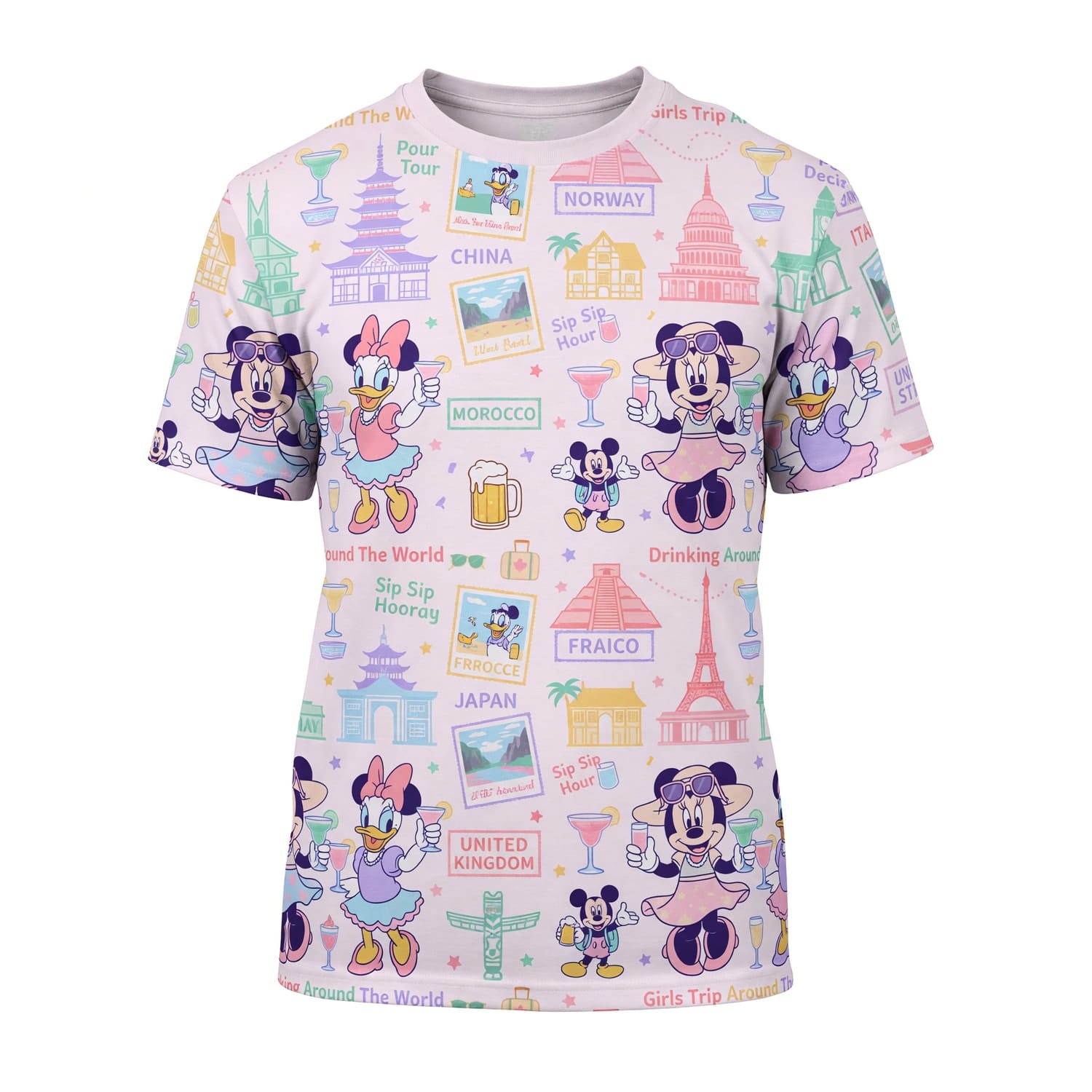 World Park Drinking Around The World AOP T-Shirt - Girls Trip Pattern
